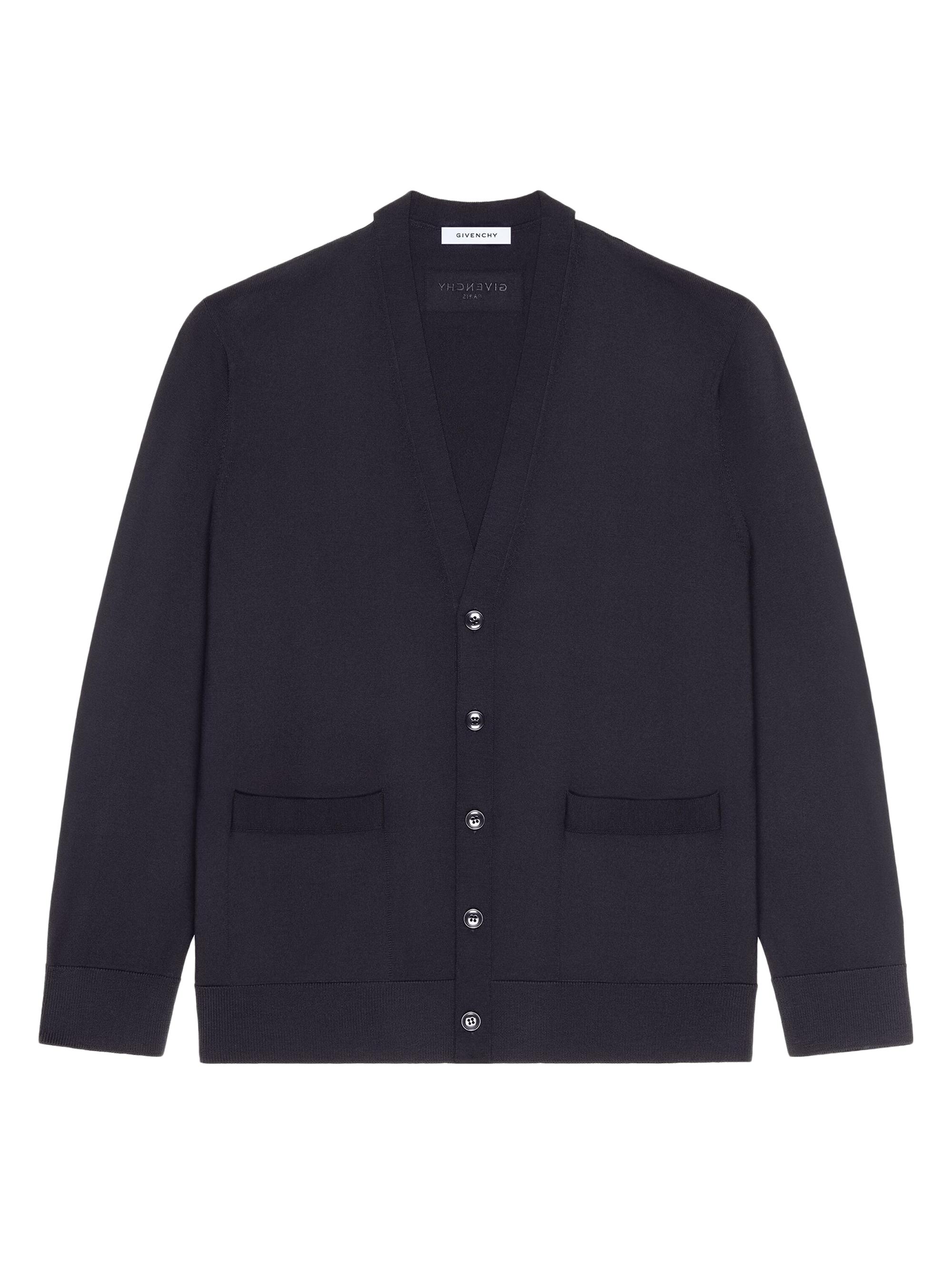 Givenchy Men's Cardigan in Wool with Gros Grain Details - Dark Navy
