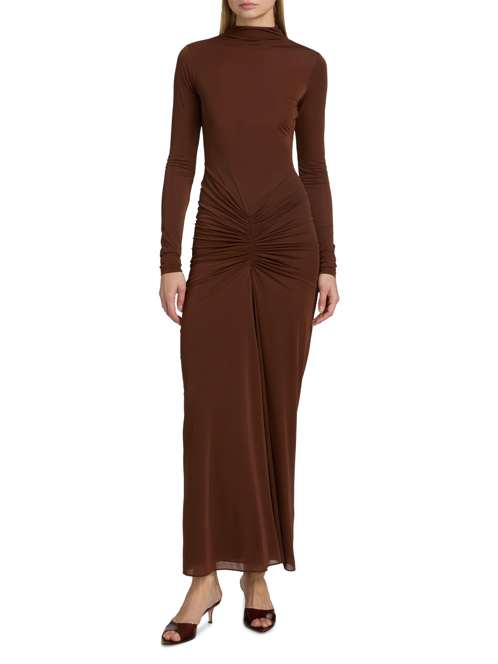 Ronny Kobo Women's Scorpio Ruched Column Maxi Dress - Brown | Thumbnail 3