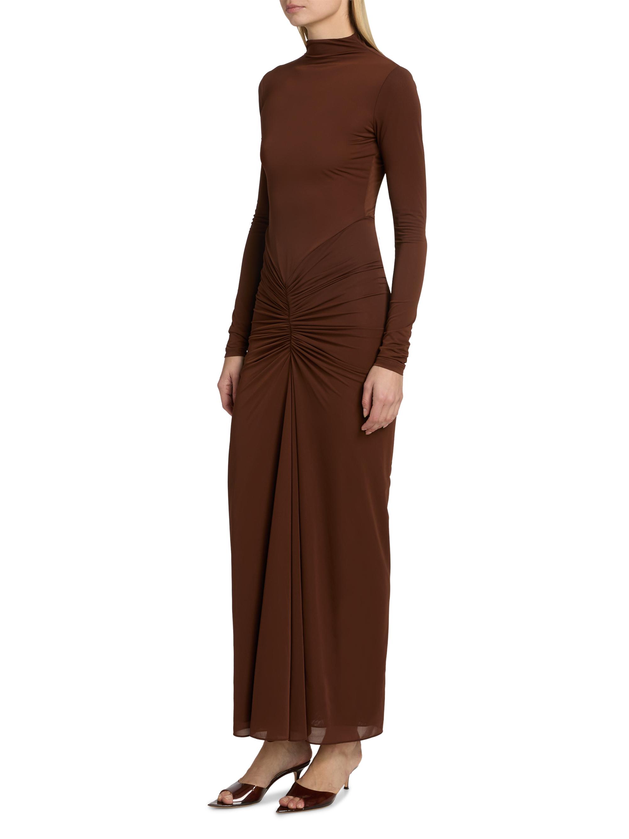 Ronny Kobo Women's Scorpio Ruched Column Maxi Dress - Brown | Thumbnail 4