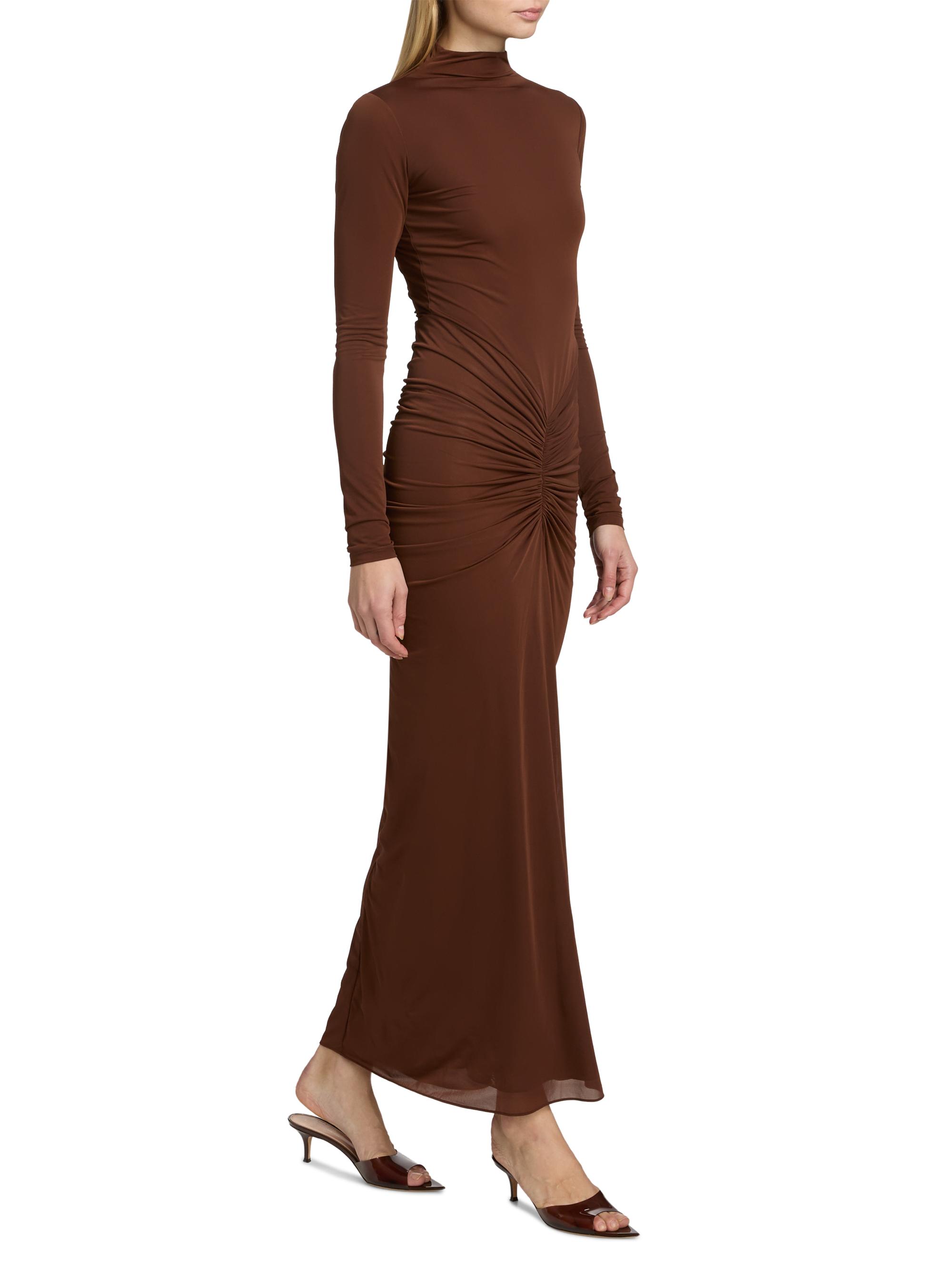 Ronny Kobo Women's Scorpio Ruched Column Maxi Dress - Brown | Thumbnail 2