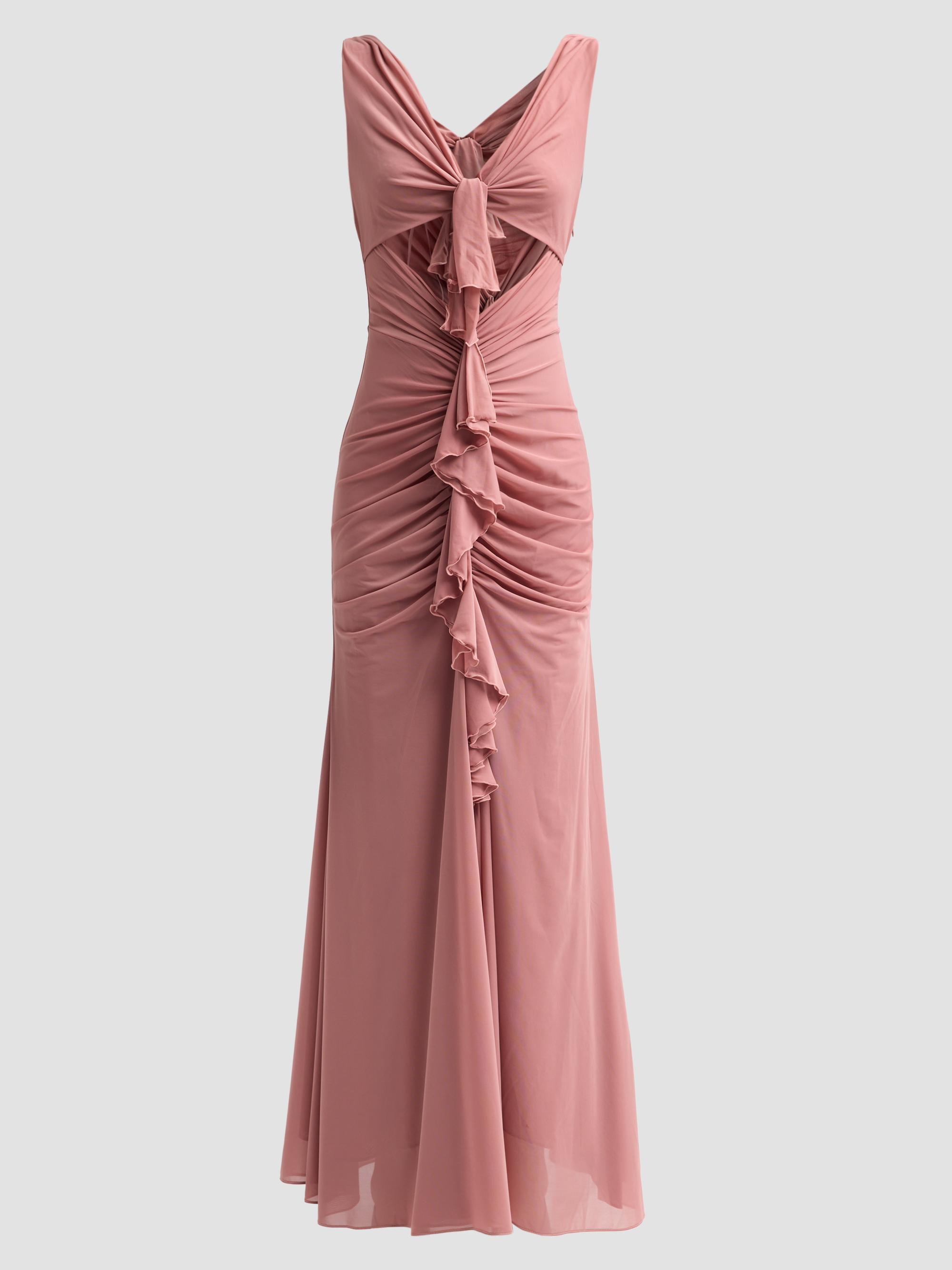 Ronny Kobo Women's Carnelian Ruffle Cut-Out Maxi Dress - Cameo Brown