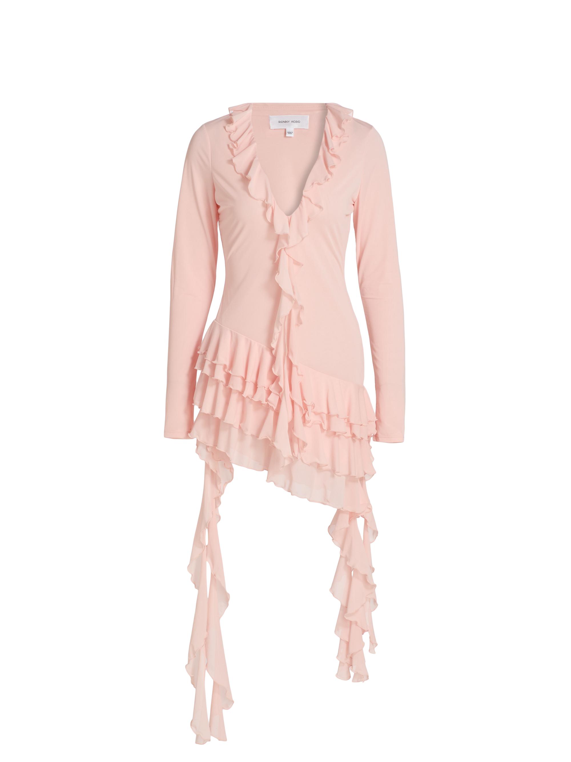 Ronny Kobo Women's Lyla Ruffled Jersey Minidress - Seashell