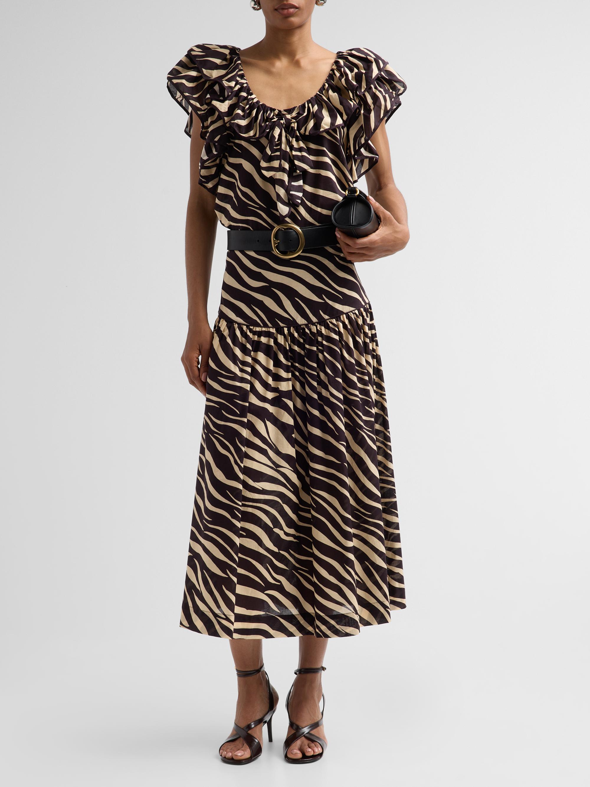 Ronny Kobo Women's Aubrey Zebra-Print Cotton Ruffle Top - Zebra | Thumbnail 2