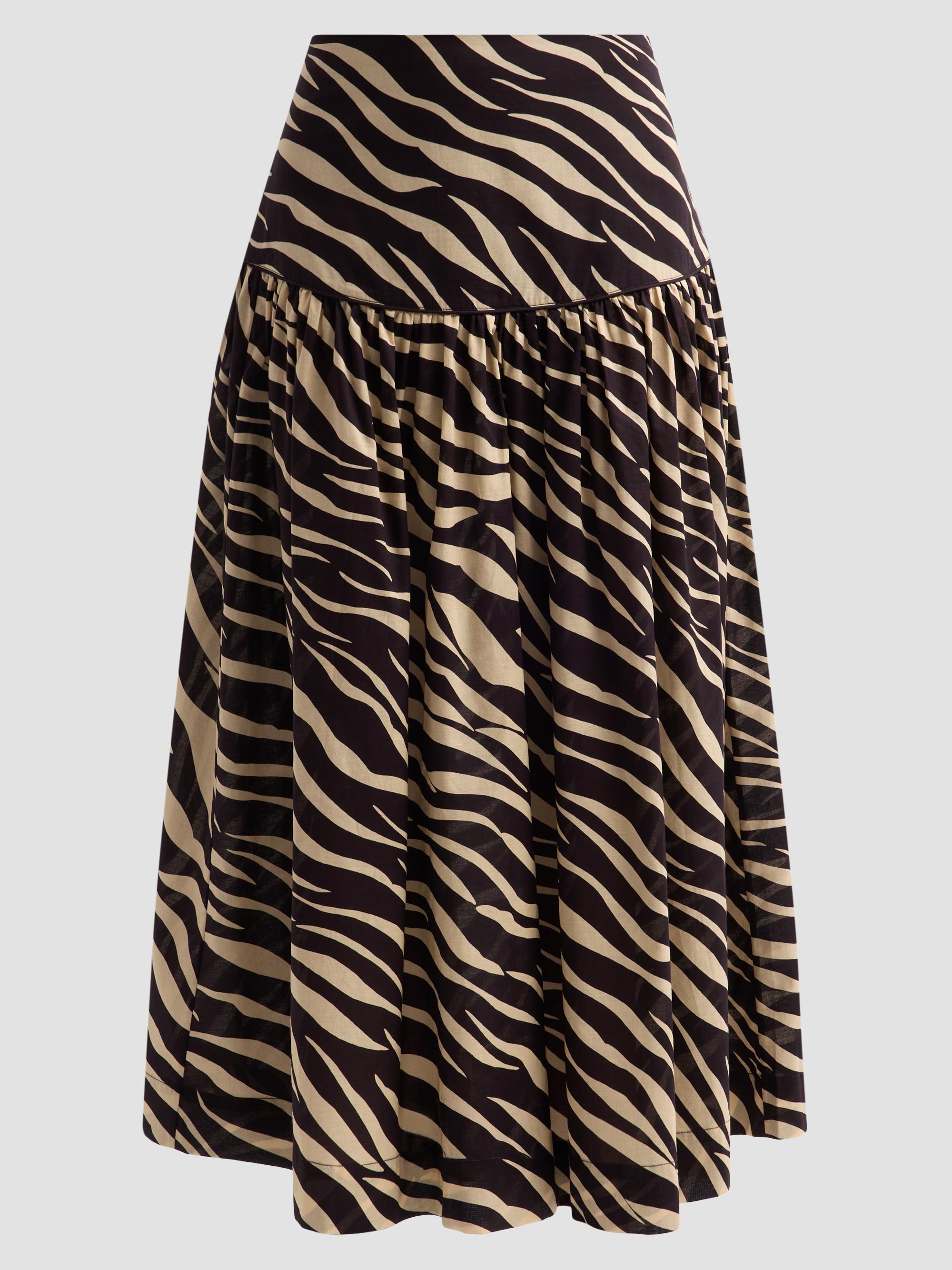 Ronny Kobo Women's Feyre Zebra-Striped Drop-Waist Skirt - Zebra