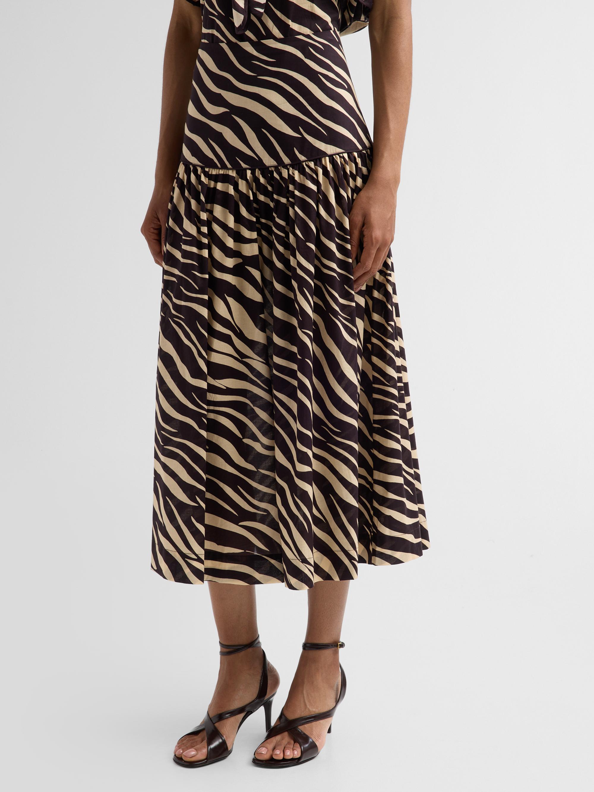 Ronny Kobo Women's Feyre Zebra-Striped Drop-Waist Skirt - Zebra | Thumbnail 4