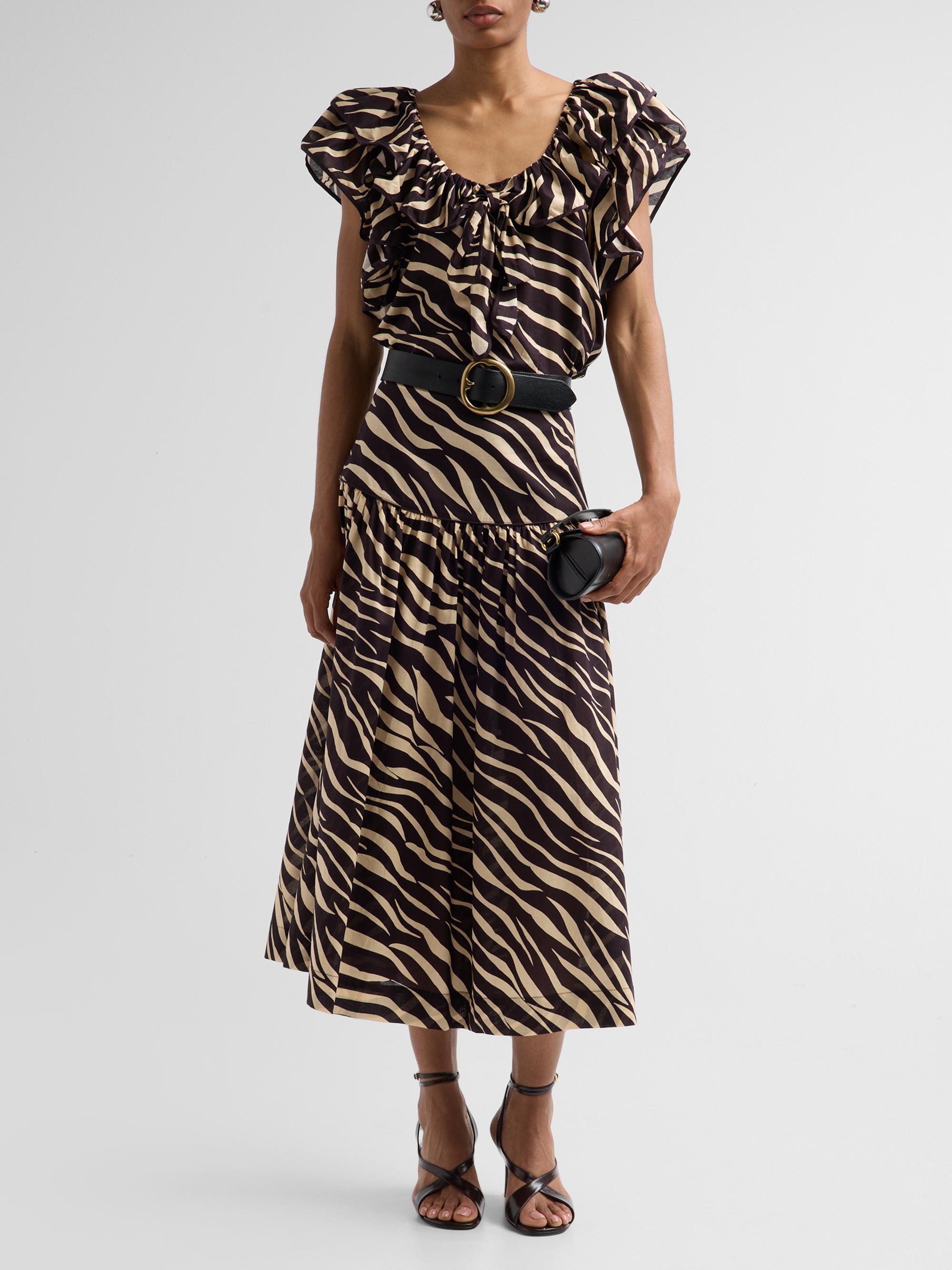 Ronny Kobo Women's Feyre Zebra-Striped Drop-Waist Skirt - Zebra | Thumbnail 2