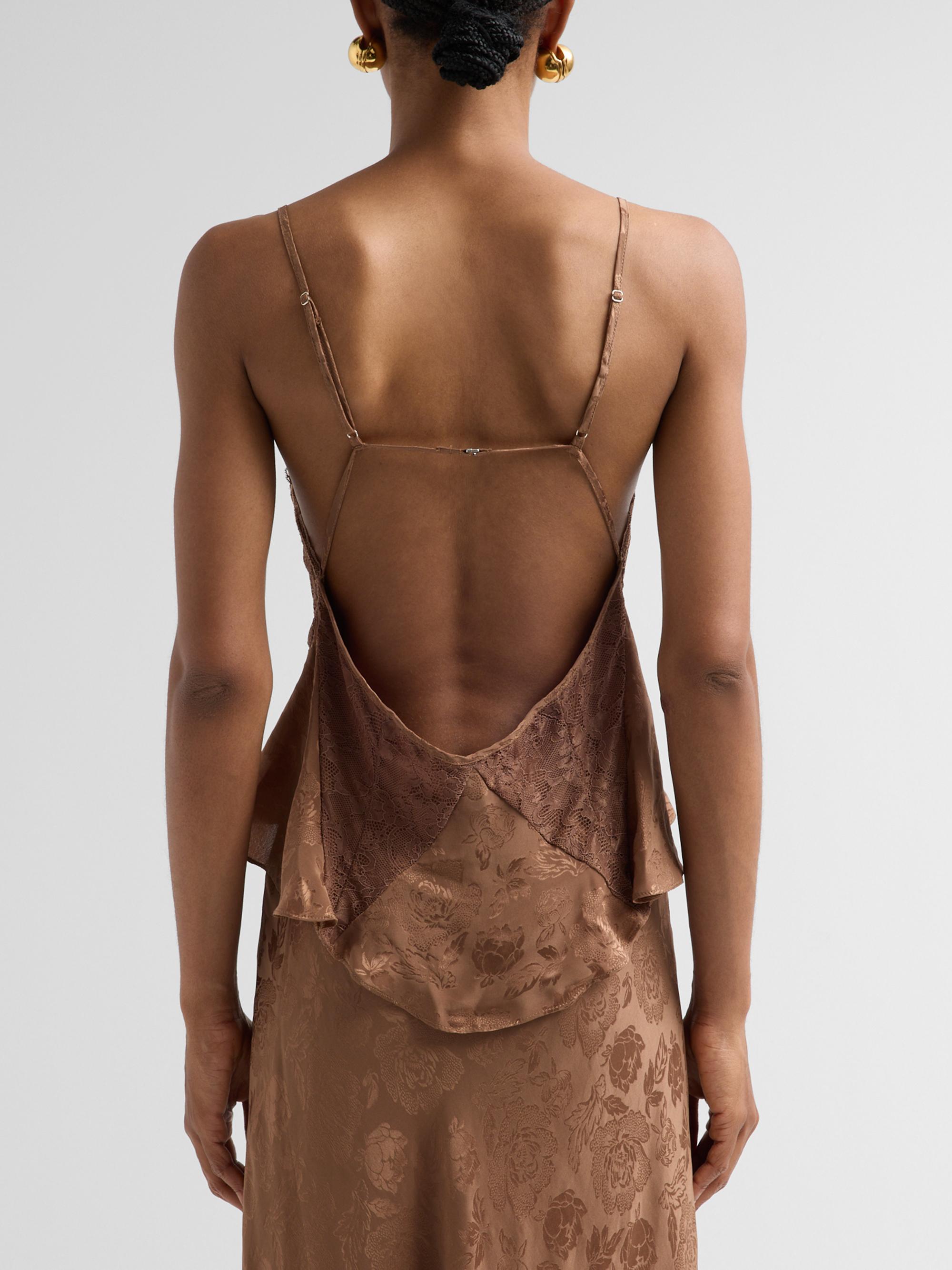 Ronny Kobo Women's Danielle Floral Lace Silk-Blend Tank - Brown | Thumbnail 3