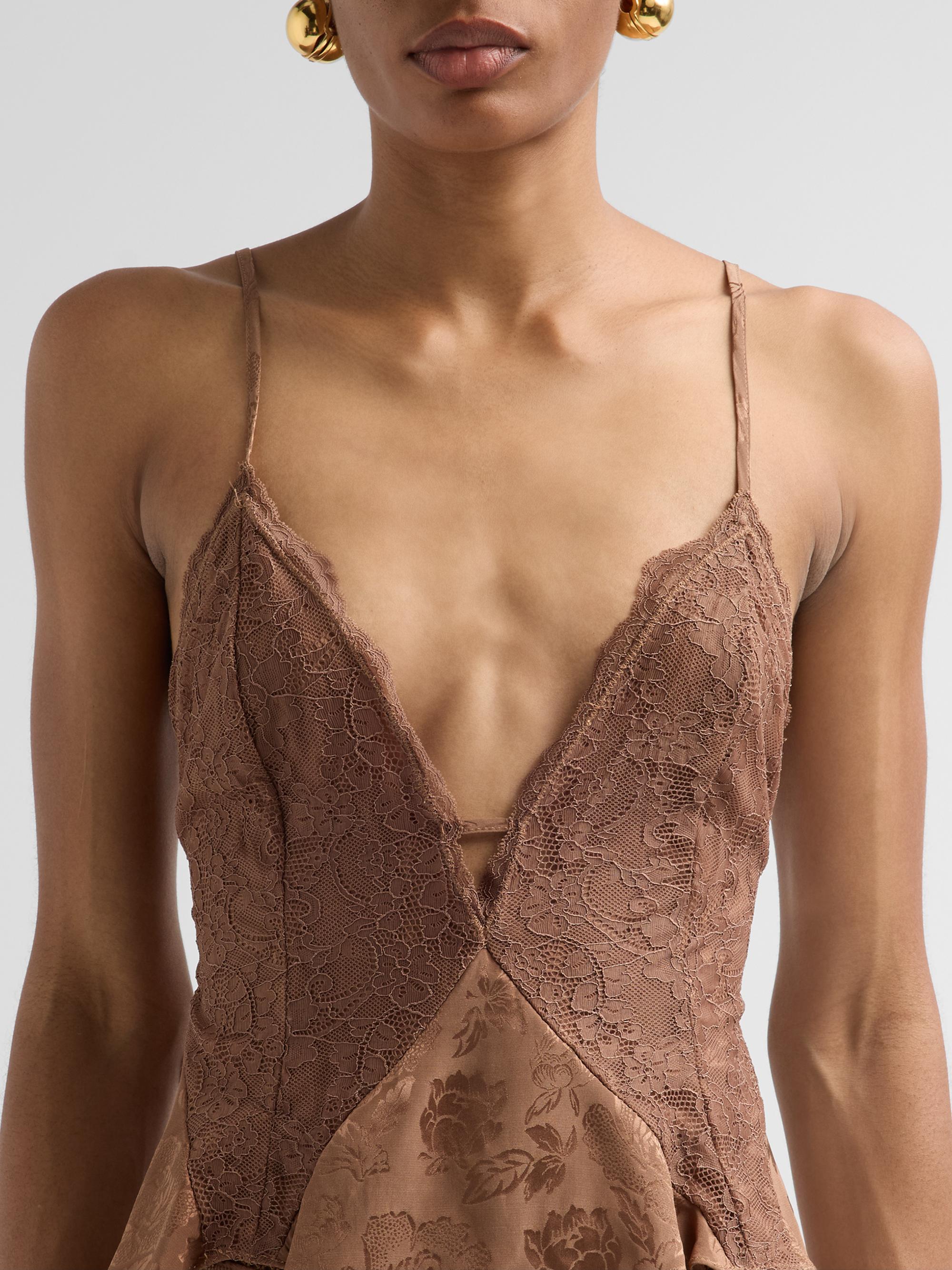 Ronny Kobo Women's Danielle Floral Lace Silk-Blend Tank - Brown | Thumbnail 5
