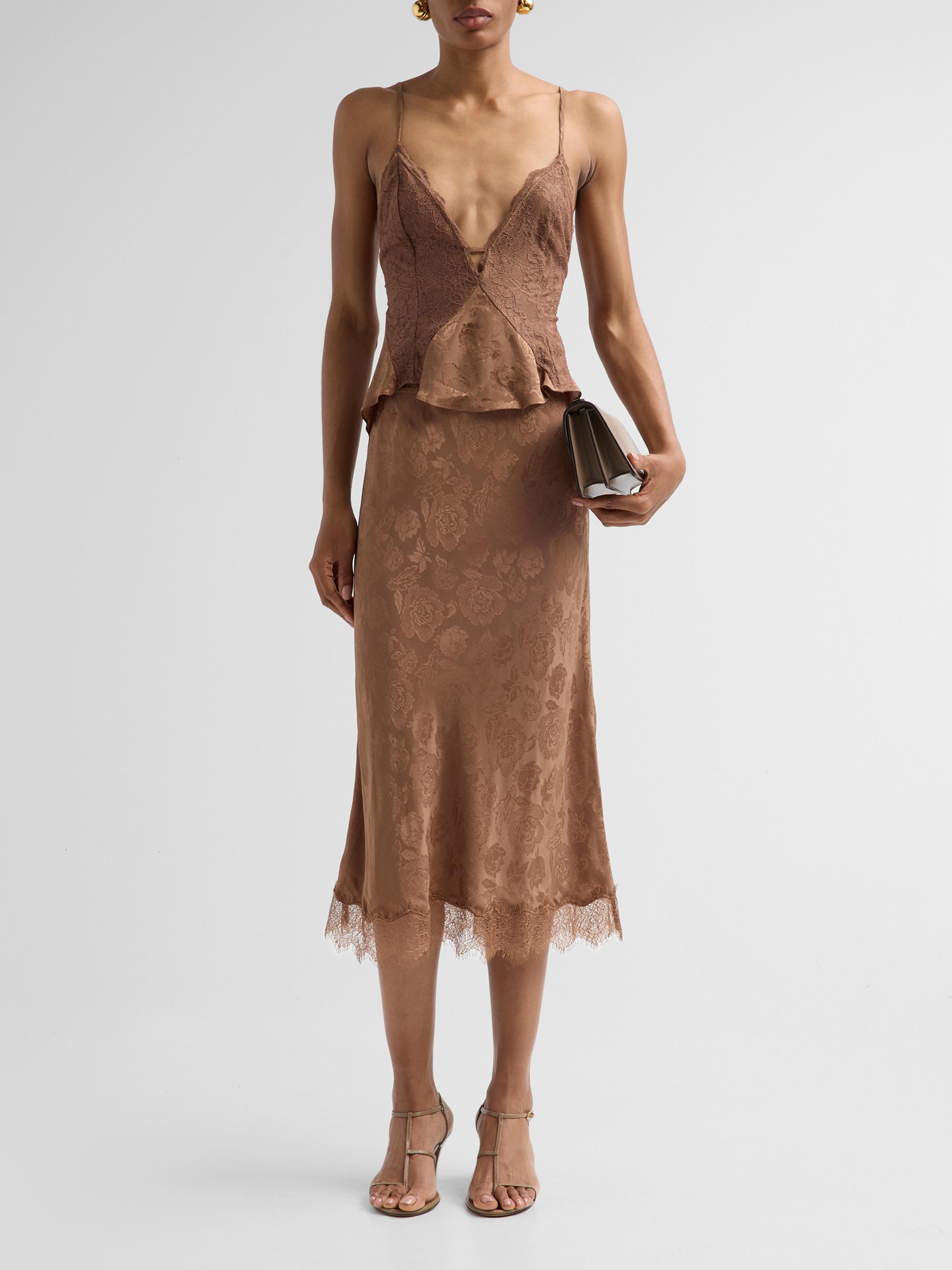 Ronny Kobo Women's Danielle Floral Lace Silk-Blend Tank - Brown | Thumbnail 2