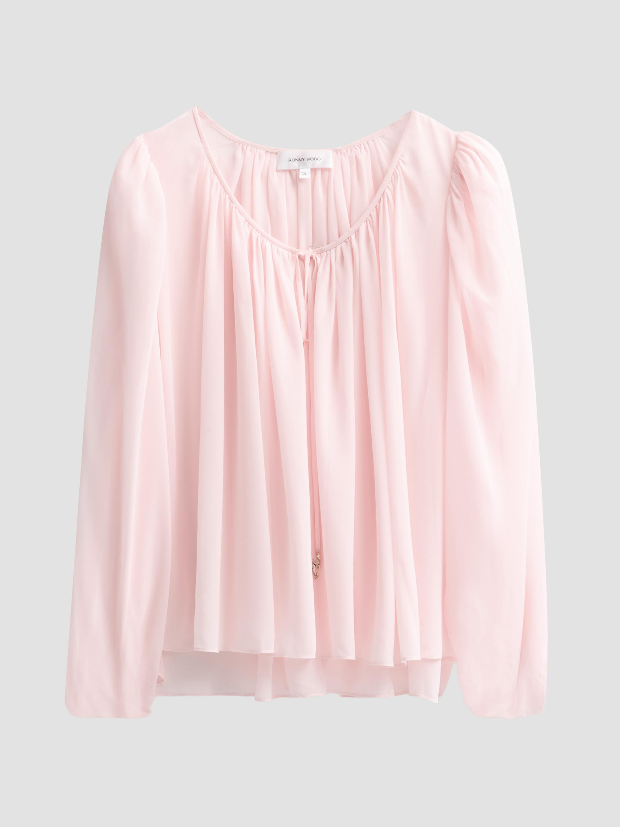 Ronny Kobo Women's Ivette Tie-Front Top - Ballet Pink