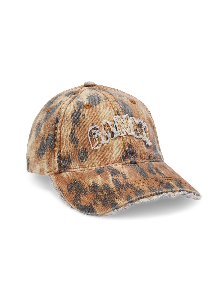 Ganni Washed Leopard Cotton Baseball Cap | Saks Fifth Avenue