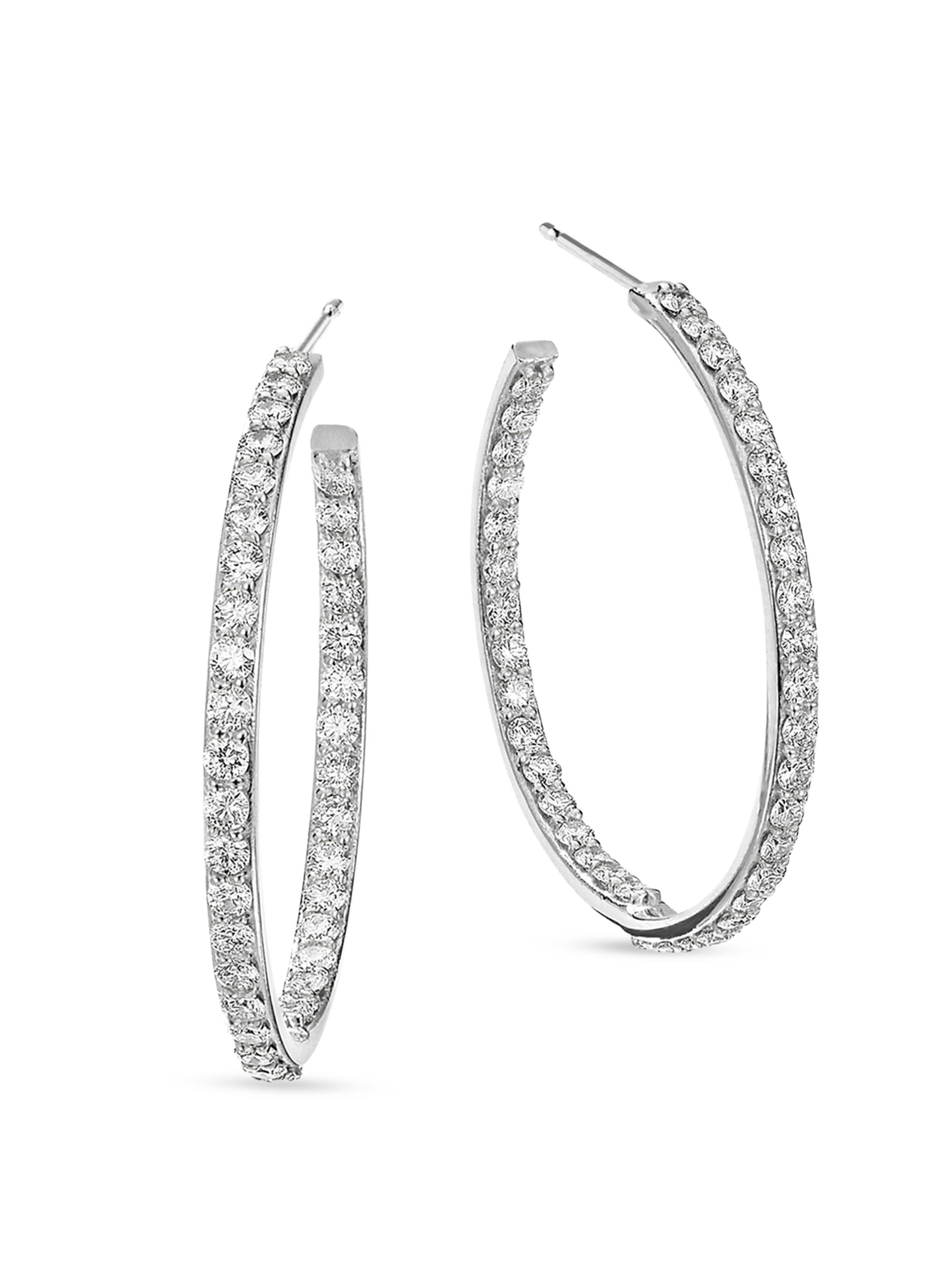 Lana Women's 14K White Gold & 1.67 TCW Diamond Hoop Earrings - White Gold
