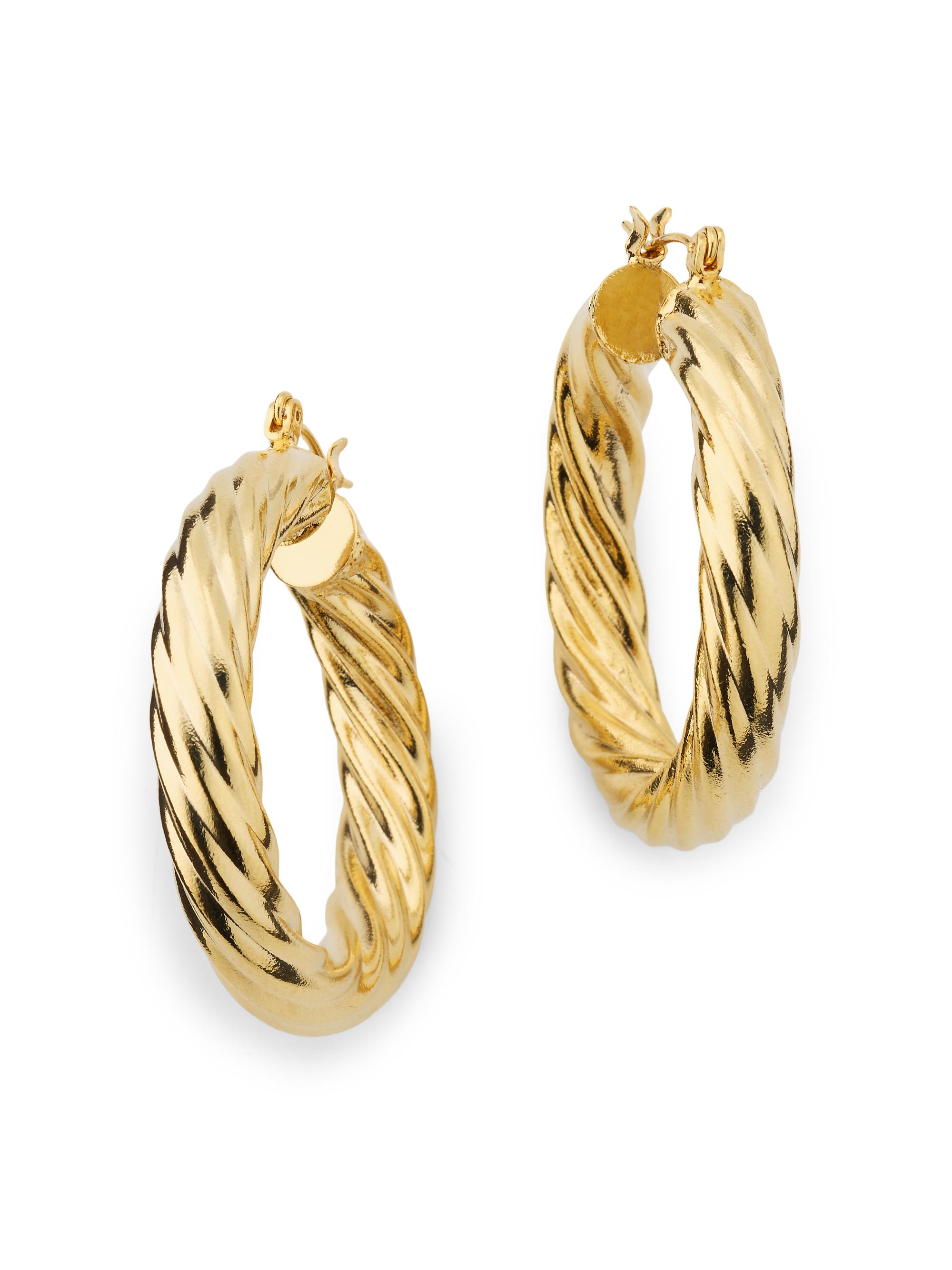 Kenneth Jay Lane Women's 18K-Gold-Plated Twisted Hoop Earrings - Polished Gold