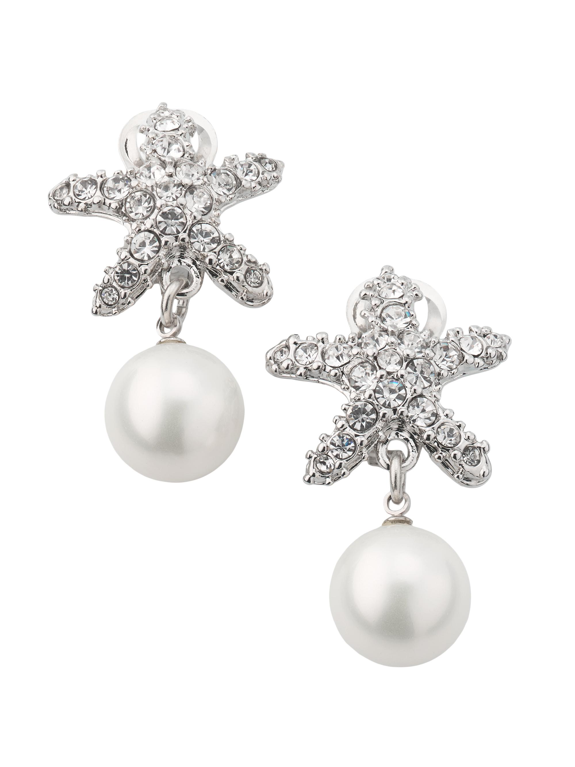 Kenneth Jay Lane Women's Silvertone, Glass Crystal & Imitation Pearl Clip-On Drop Earrings - Pearl