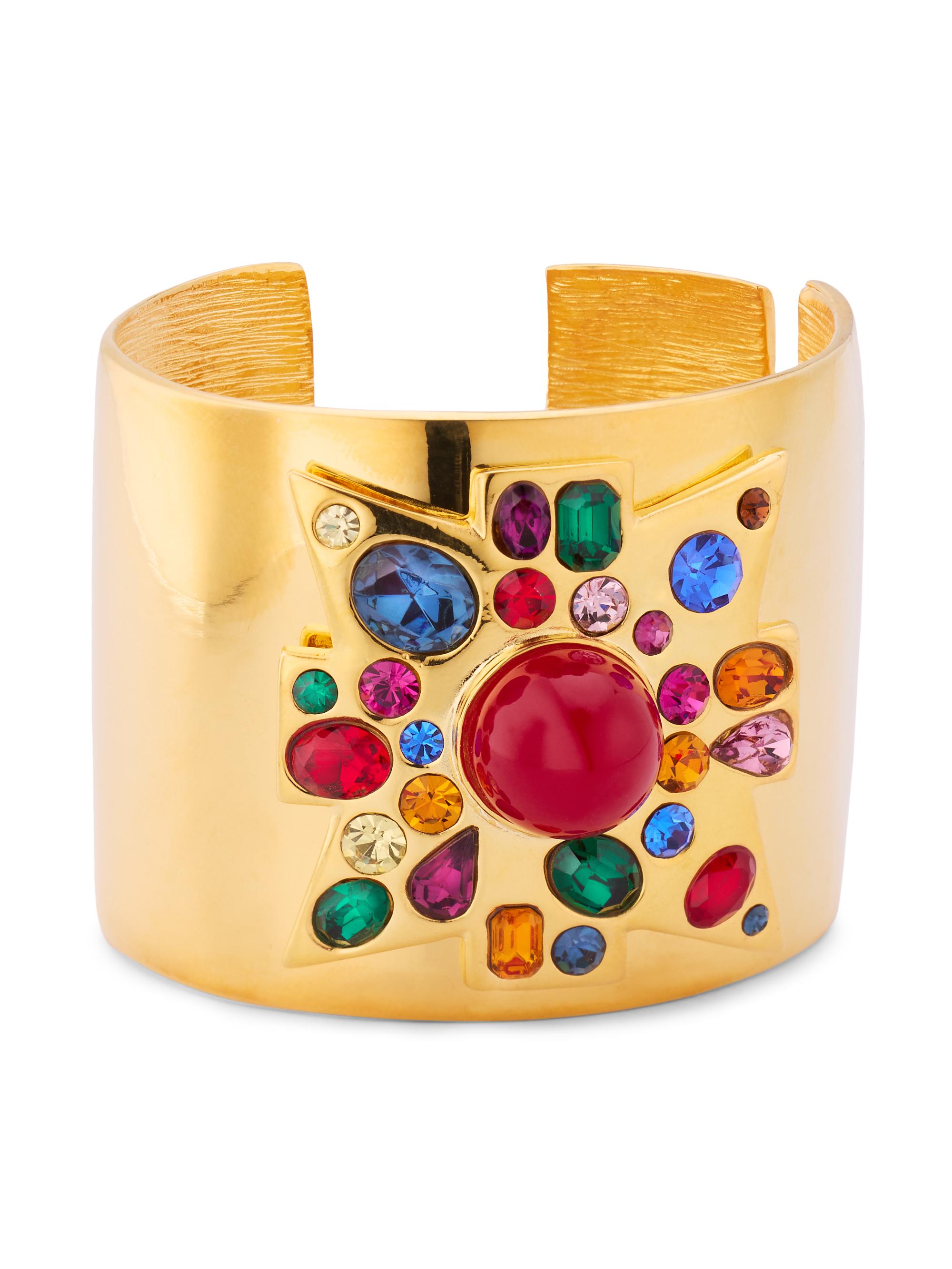 Kenneth Jay Lane Women's 22K-Gold-Plated & Glass Crystal Wide Cuff - Dark Gem Ruby