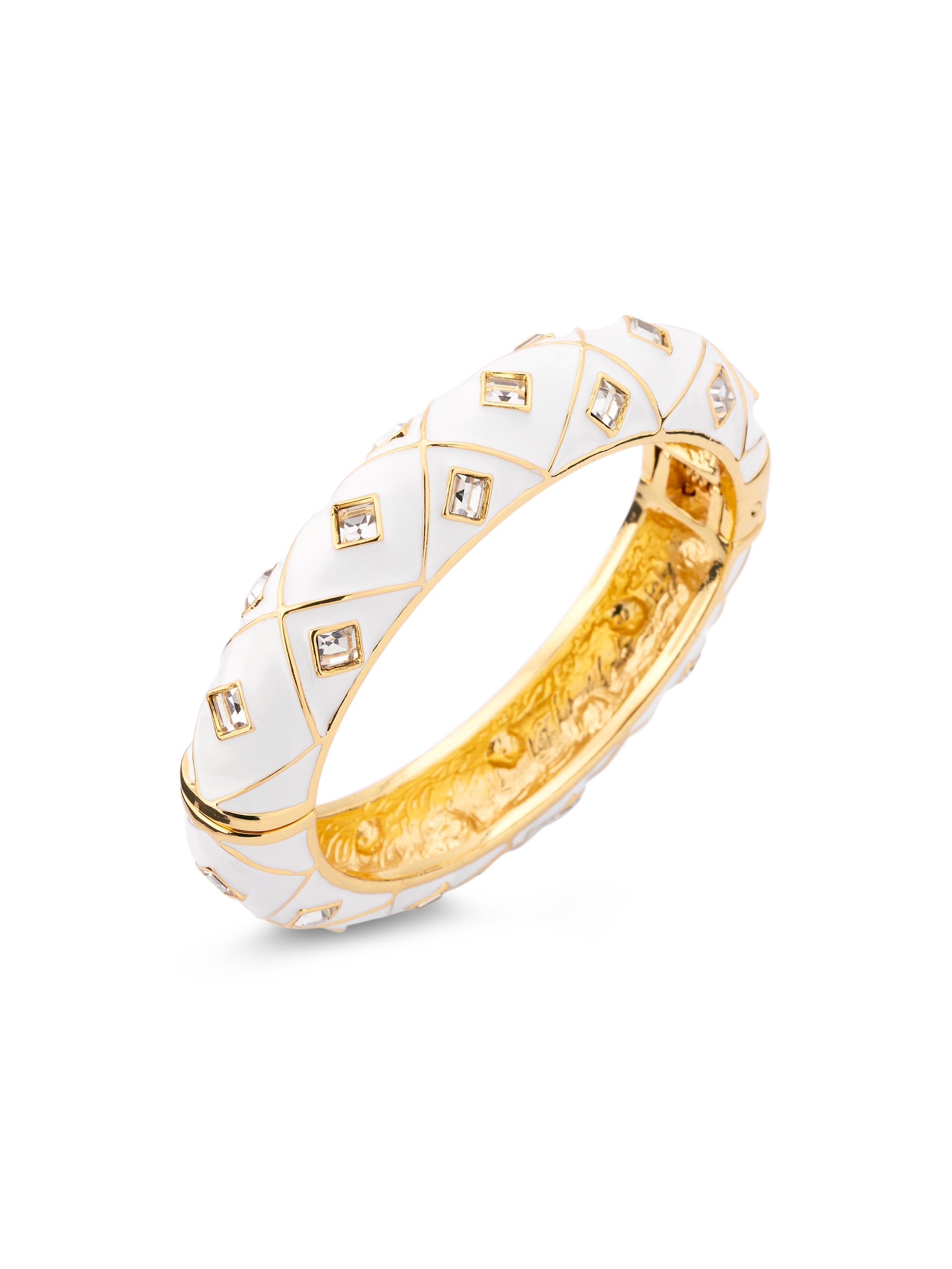 Kenneth Jay Lane Women's Goldtone, Enamel & Glass Crystal Bangle - Gold White Crystal