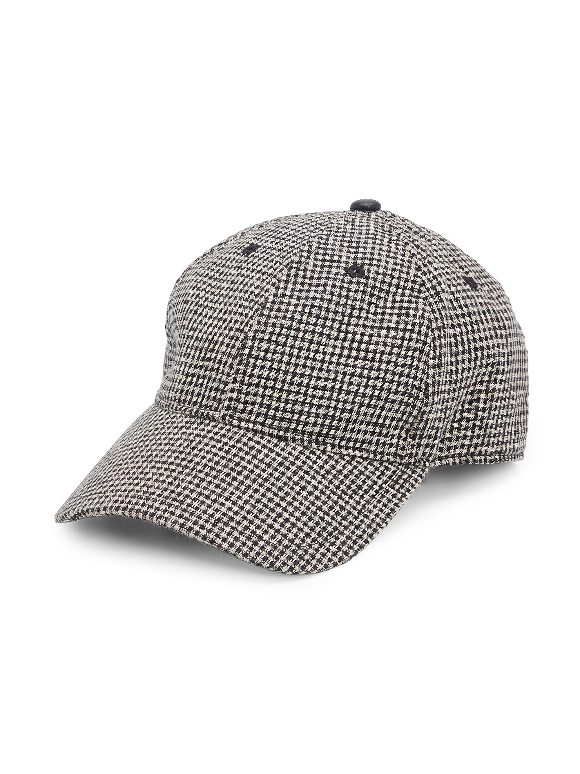 rag & bone Women's Harlow Gingham Baseball Cap - Black Gingham