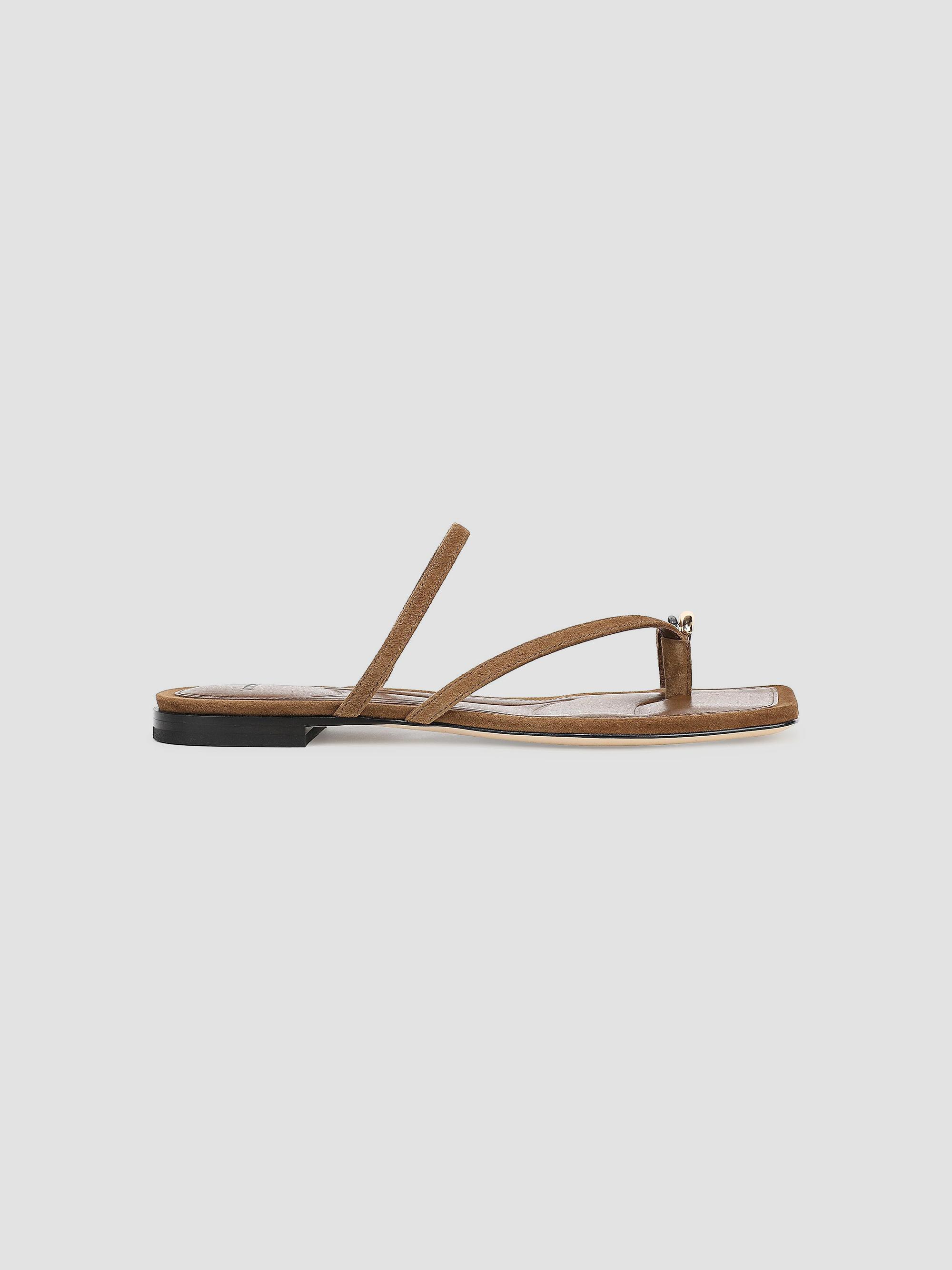 Vince Light Gray Suede Thong Sandals with Tan Trim Suede Wrap-Up Thong Sandals | Haven Well Within main image 2
