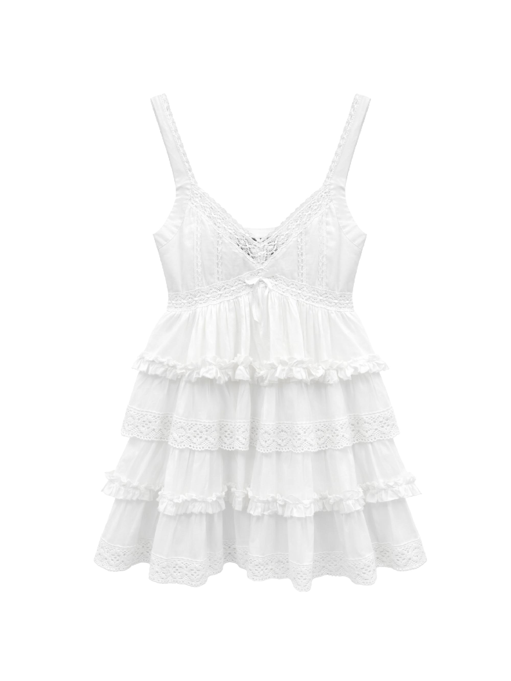 KatieJ NYC Girl's Ilyana Cotton Tiered Dress - White