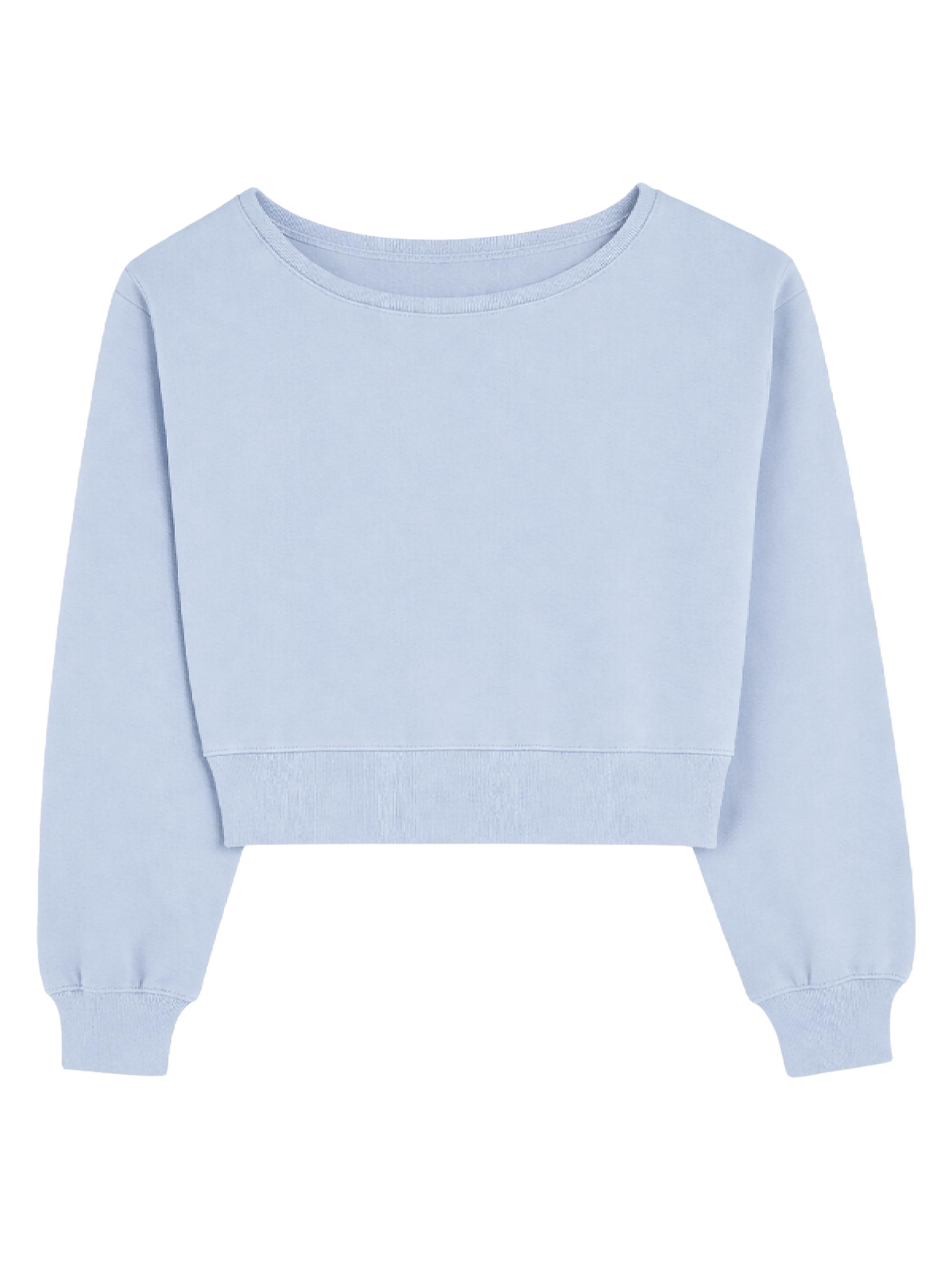 KatieJ NYC Girl's Tristan Vintage Off-The-Shoulder Crop Sweatshirt - Baby Blue