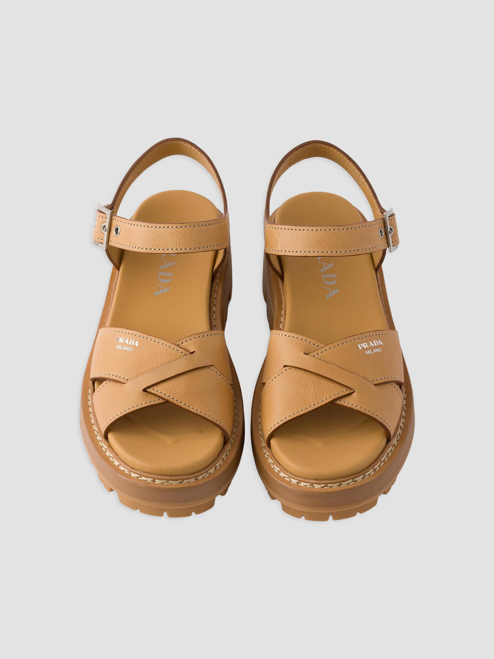 靴 PRADA square toe leather sandals Prada Leather Sandals | Saks Fifth Avenue