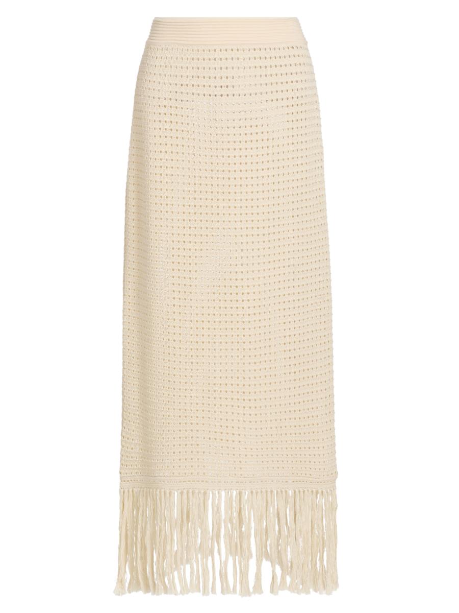 Zimmermann Indra Crochet Fringe Cotton Midi-Skirt | Saks Fifth Avenue