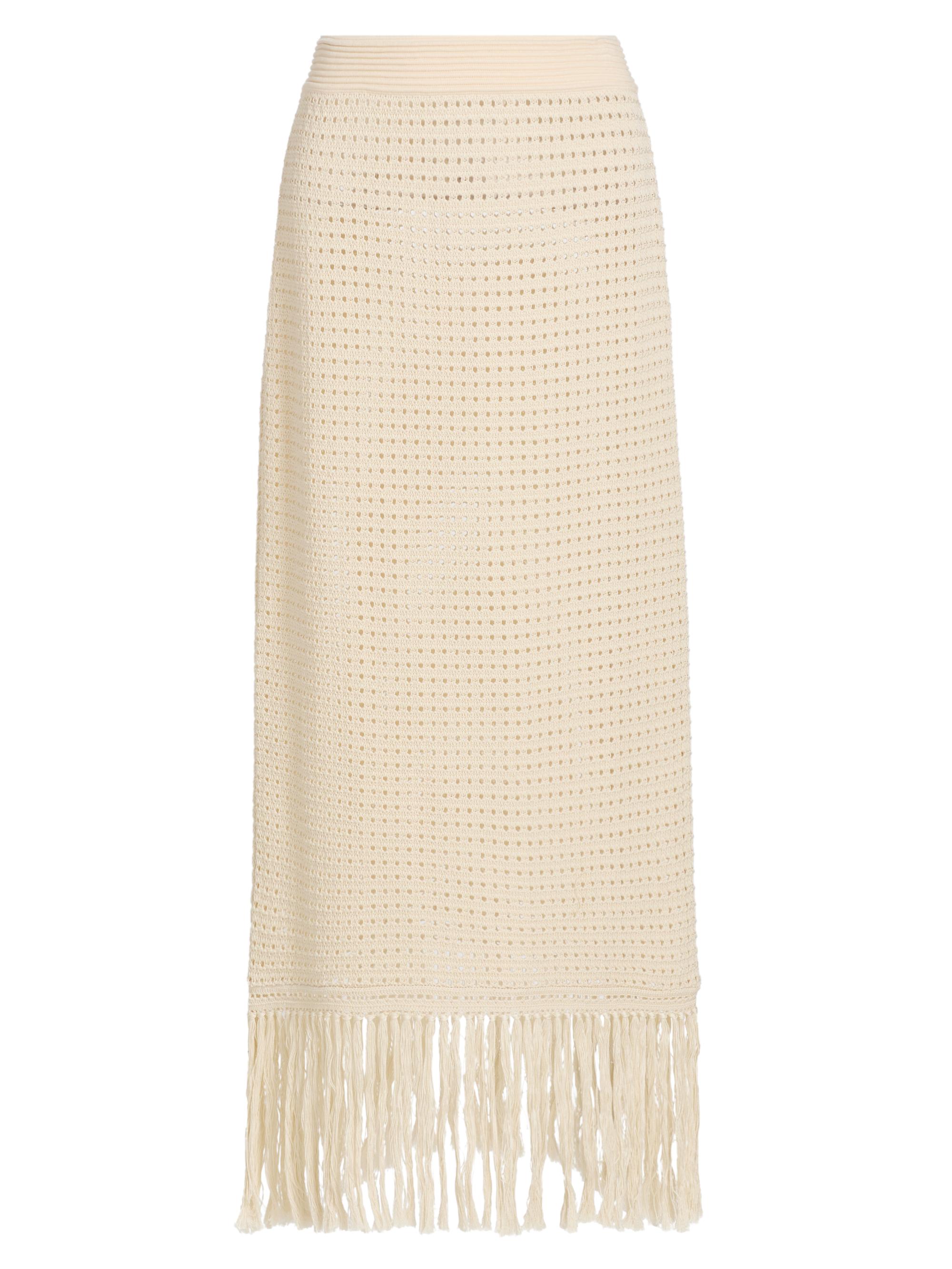 Zimmermann Indra Crochet Fringe Cotton Midi-Skirt | Saks Fifth Avenue