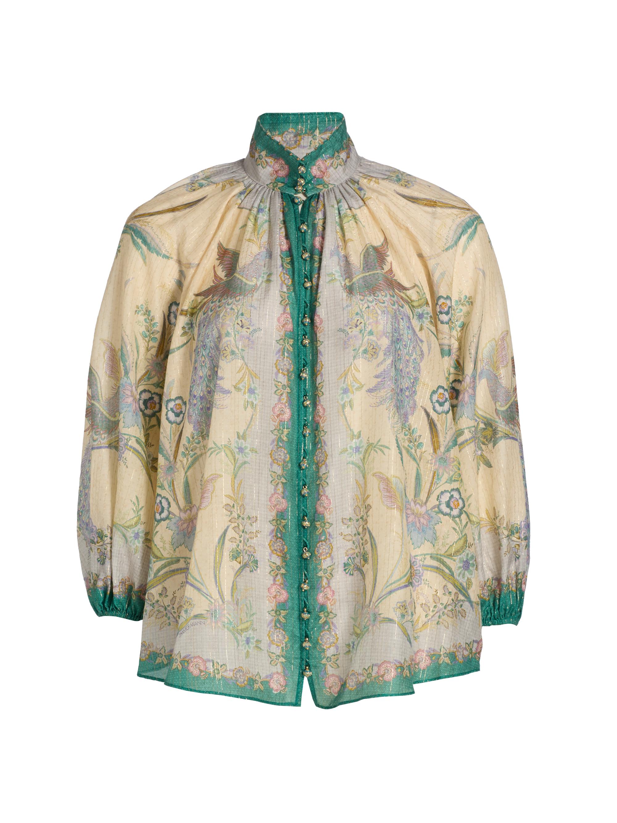 Zimmermann Indra Peacock Cotton-Silk Billow Blouse | Saks Fifth Avenue
