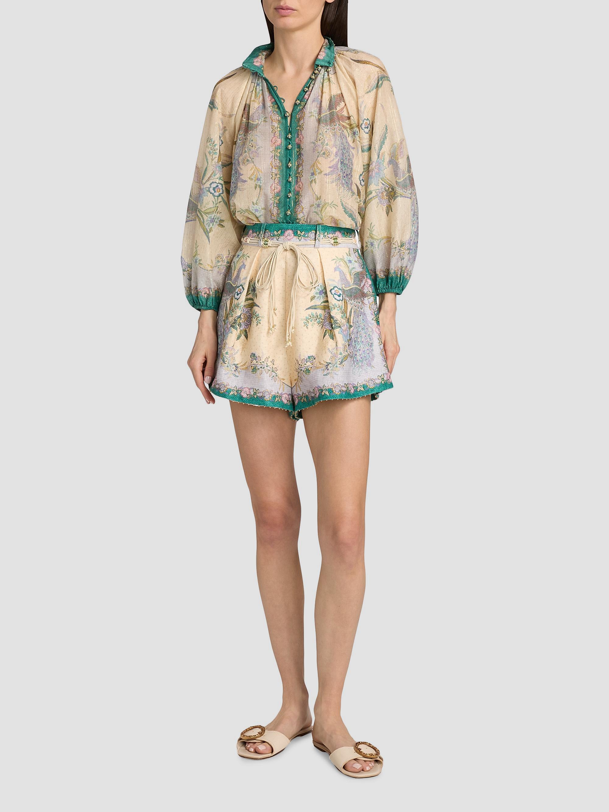 Zimmermann Indra Peacock Cotton-Silk Billow Blouse | Saks Fifth Avenue