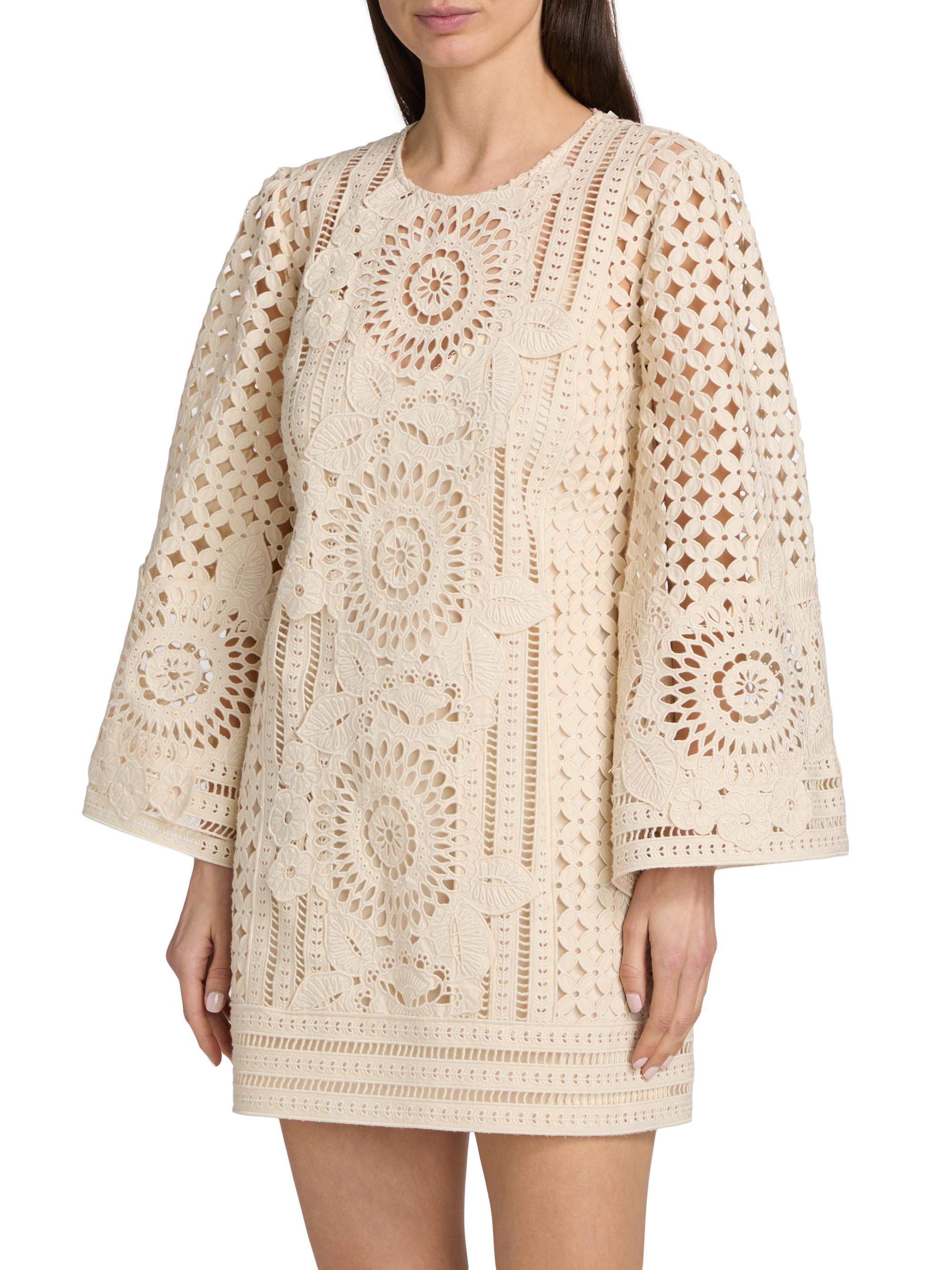 Zimmermann Indra Embroidered Lace Minidress | Saks Fifth Avenue