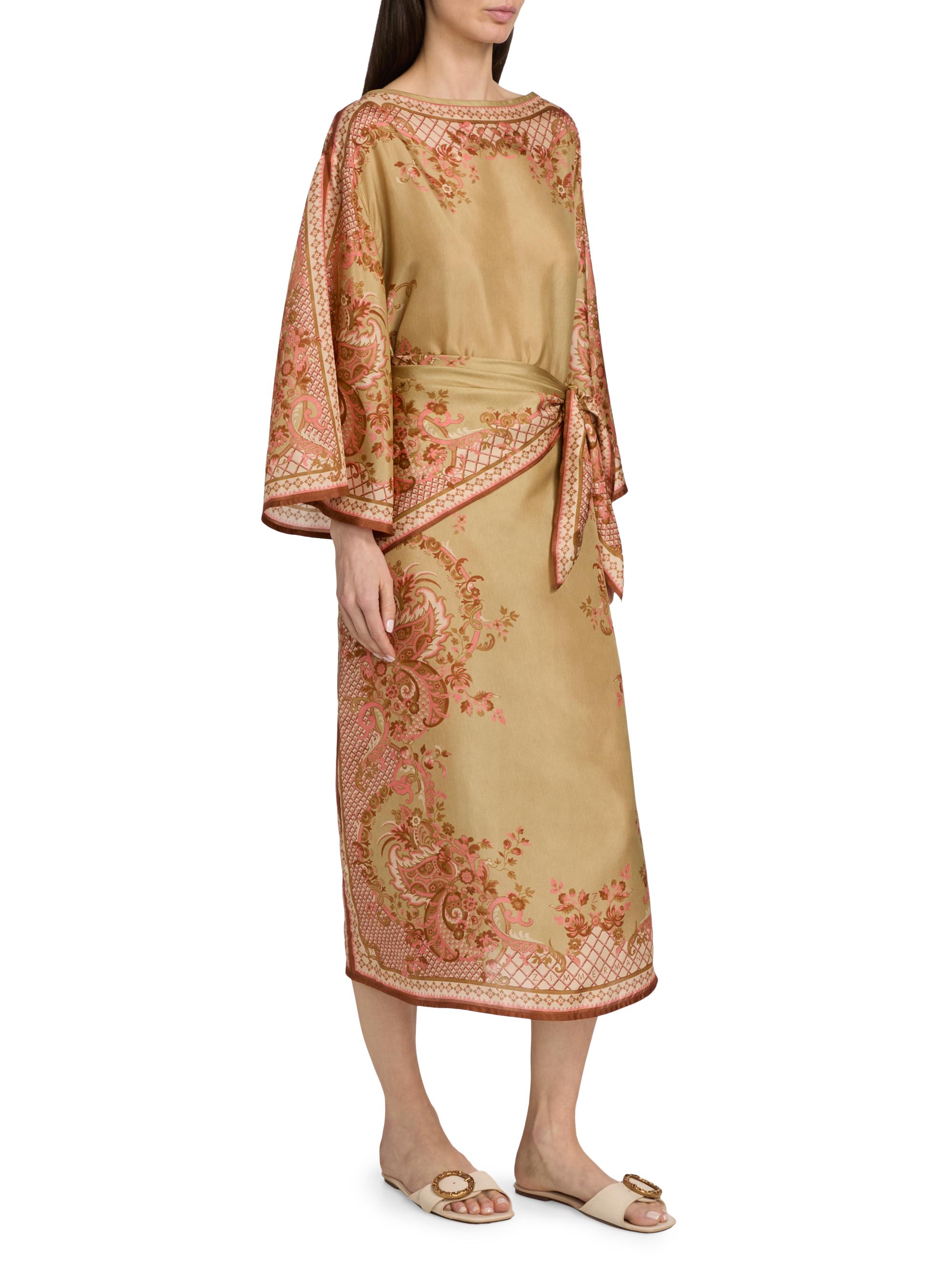 silk tunic dress LILYSILK Women's Modest Stretch Charmeuse V-Neck Bright Coffee XS Georgia Italian Silk Long Tunic