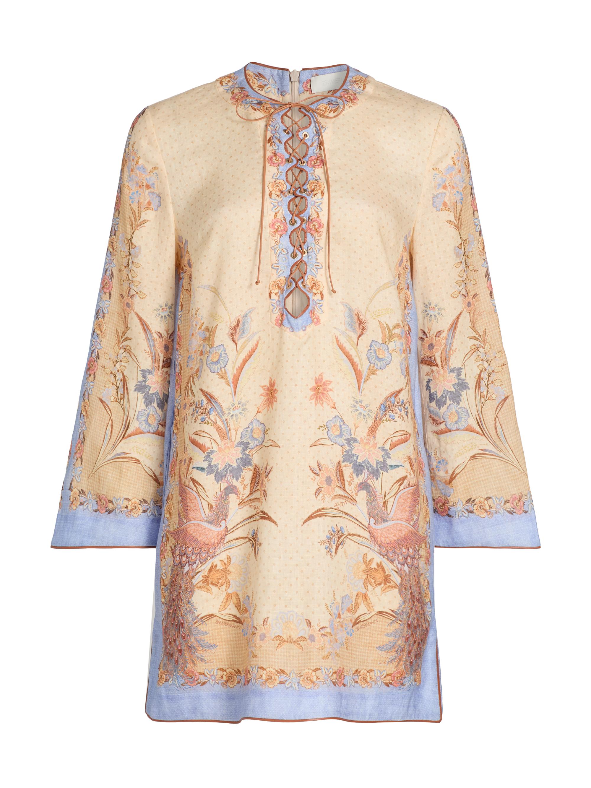 chinese dress ladies ZIMMERMANN Lucky Lace Trim Mini Dress | Cream Bouquet Floral main image 0