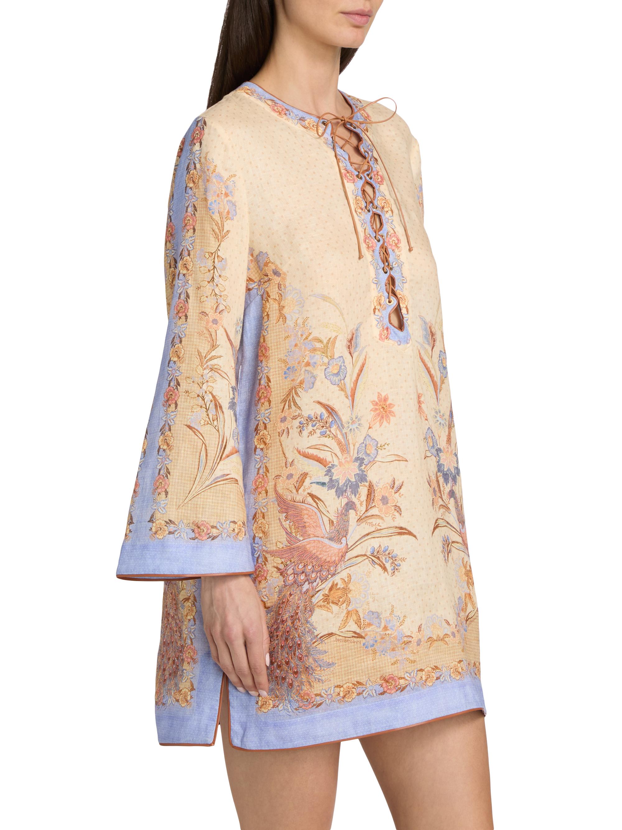 Zimmermann Indra Floral Linen Tunic Minidress | Saks Fifth Avenue