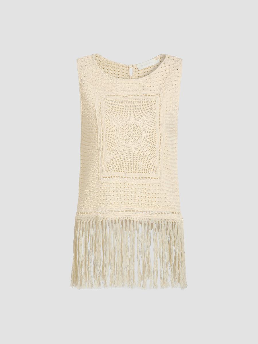 SAKS FIFTH AVENUE Zimmermann Indra Crochet Fringe Cotton Tank | Saks Fifth Avenue