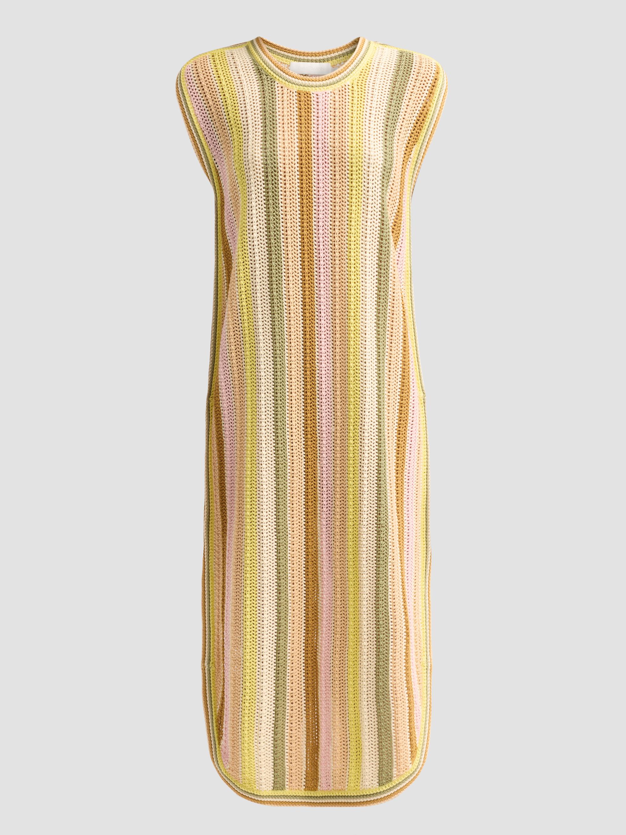 zimmermann illuminate striped knitted midi dress Luna twisted striped metallic knitted midi dress - cream