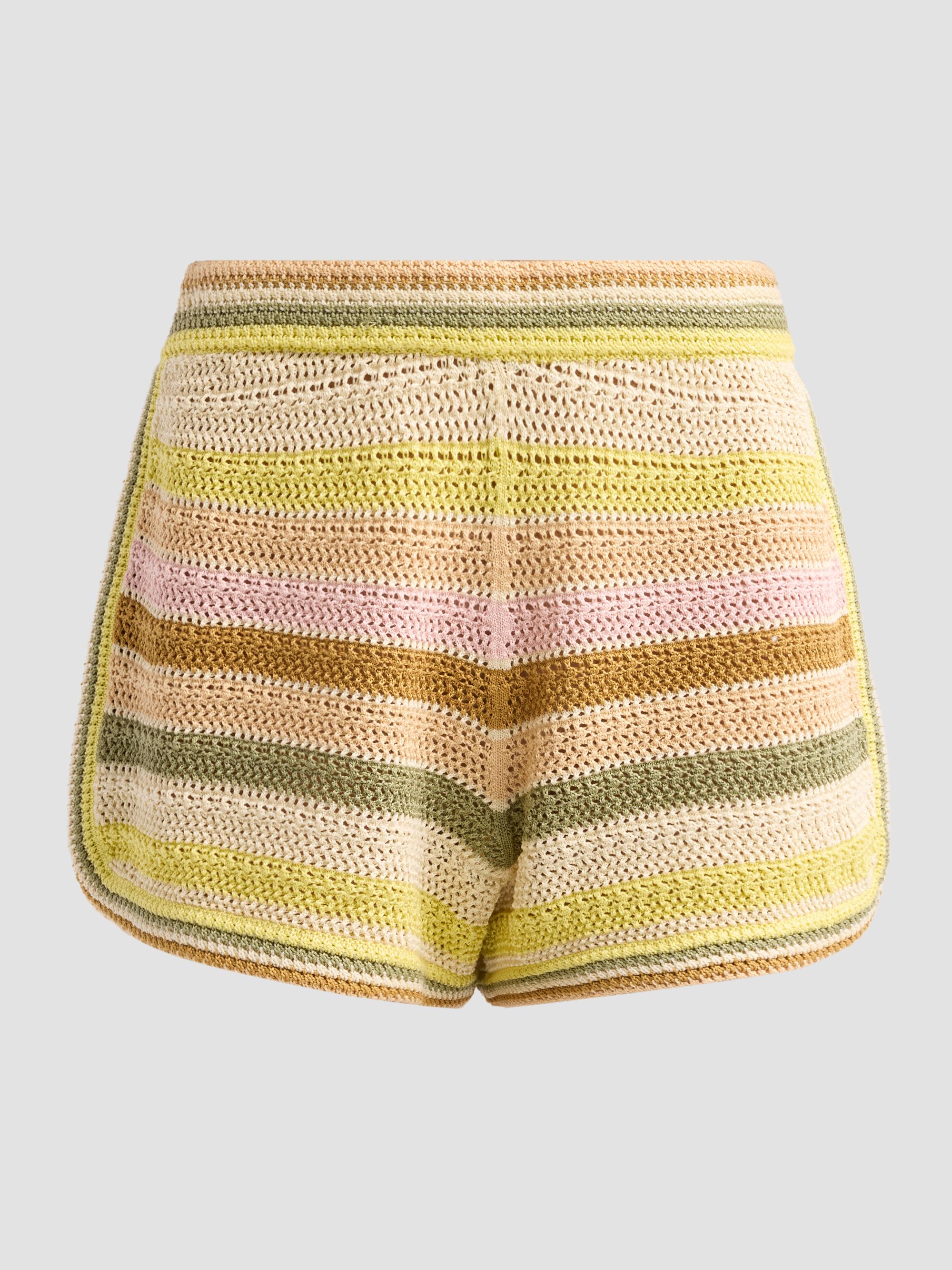 Zimmermann Women's Indra Stripe Crochet Cotton Shorts | Thumbnail 6