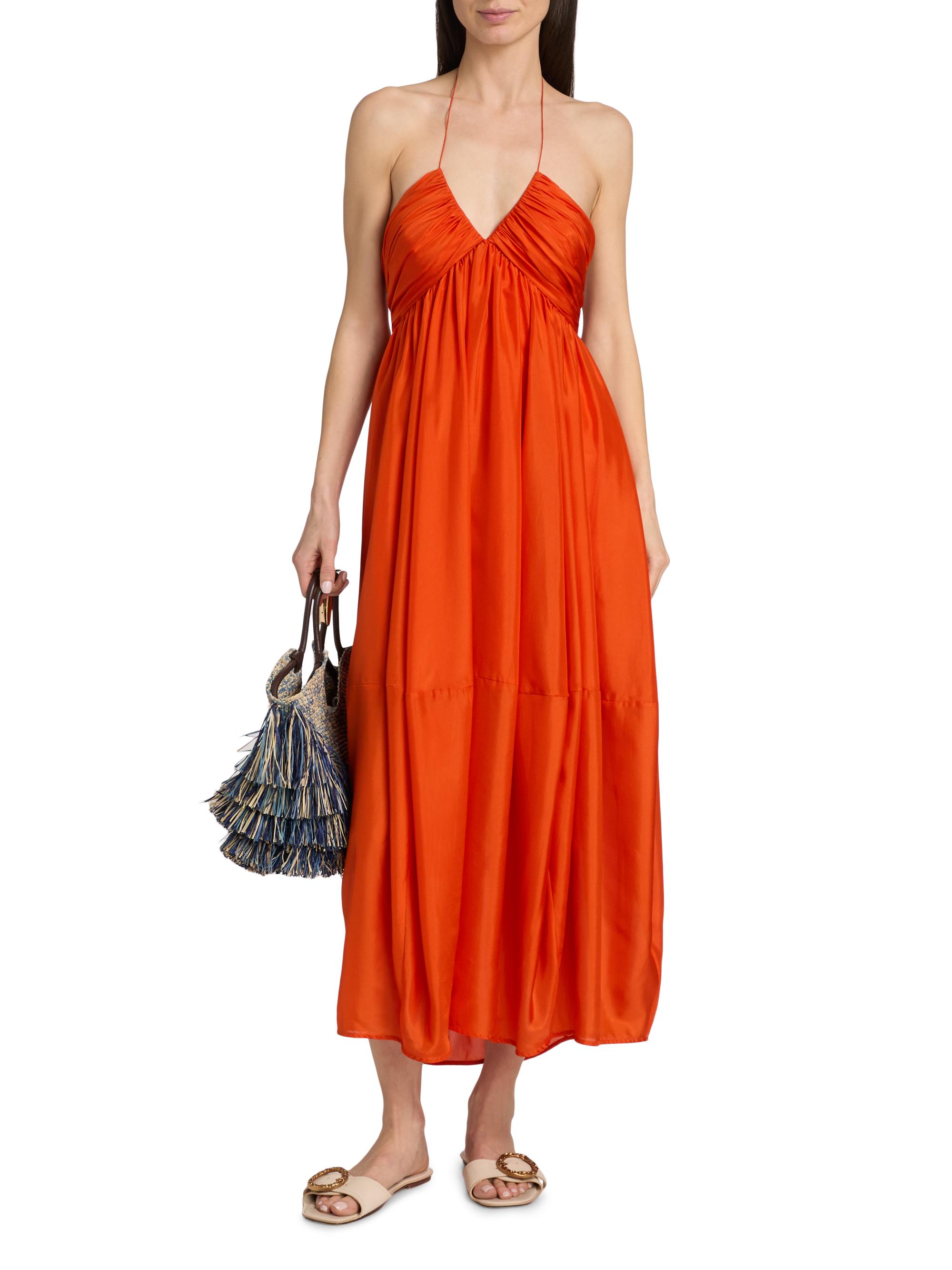 zimmermann silk linen printed fishbone strapless halter dress Zimmermann Silk Linen Printed Fishbone Strapless Camisole Dress