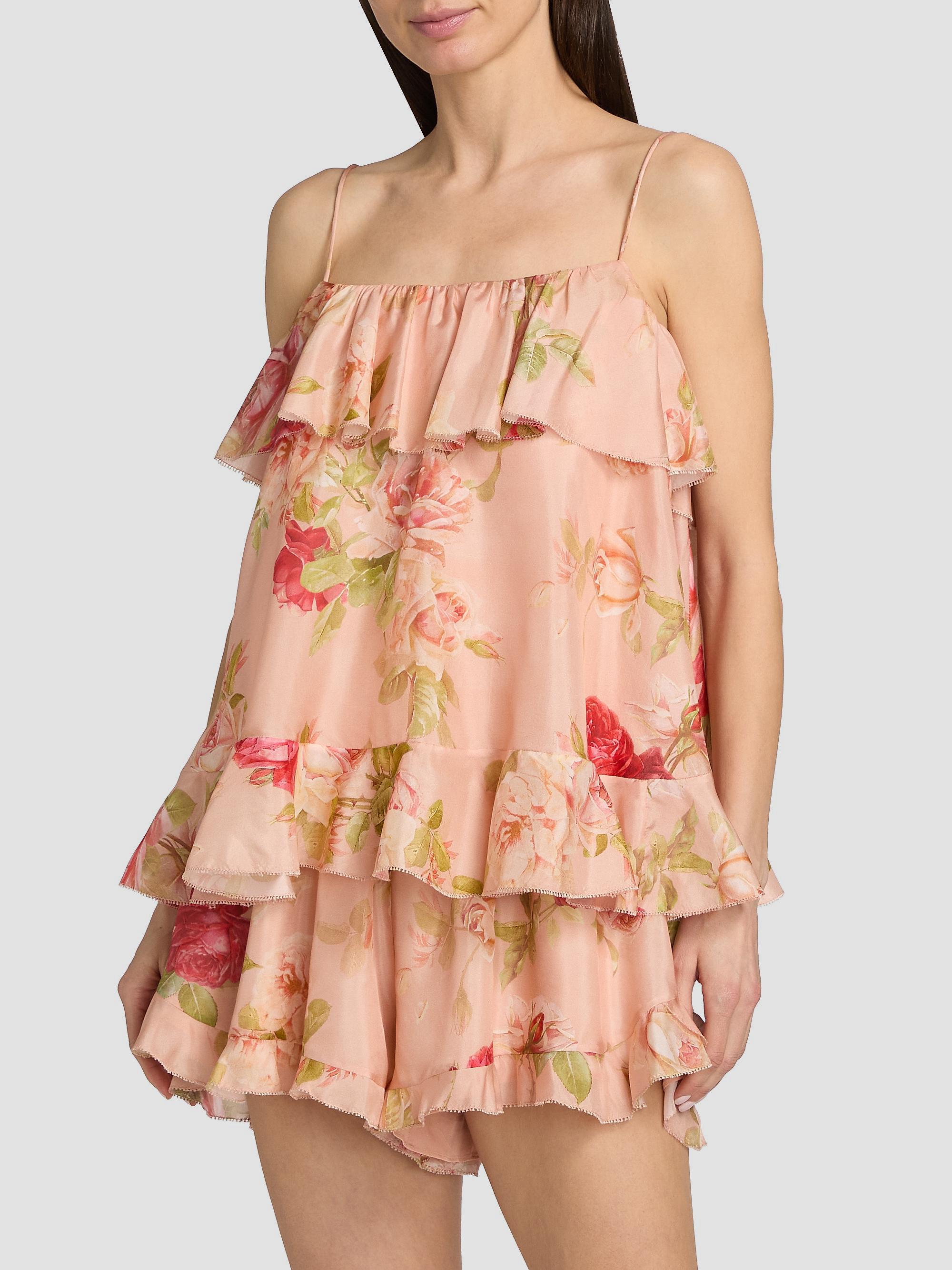Zimmermann Women's Roselight Printed Silk Cami Top - Pink Rose Floral | Thumbnail 3