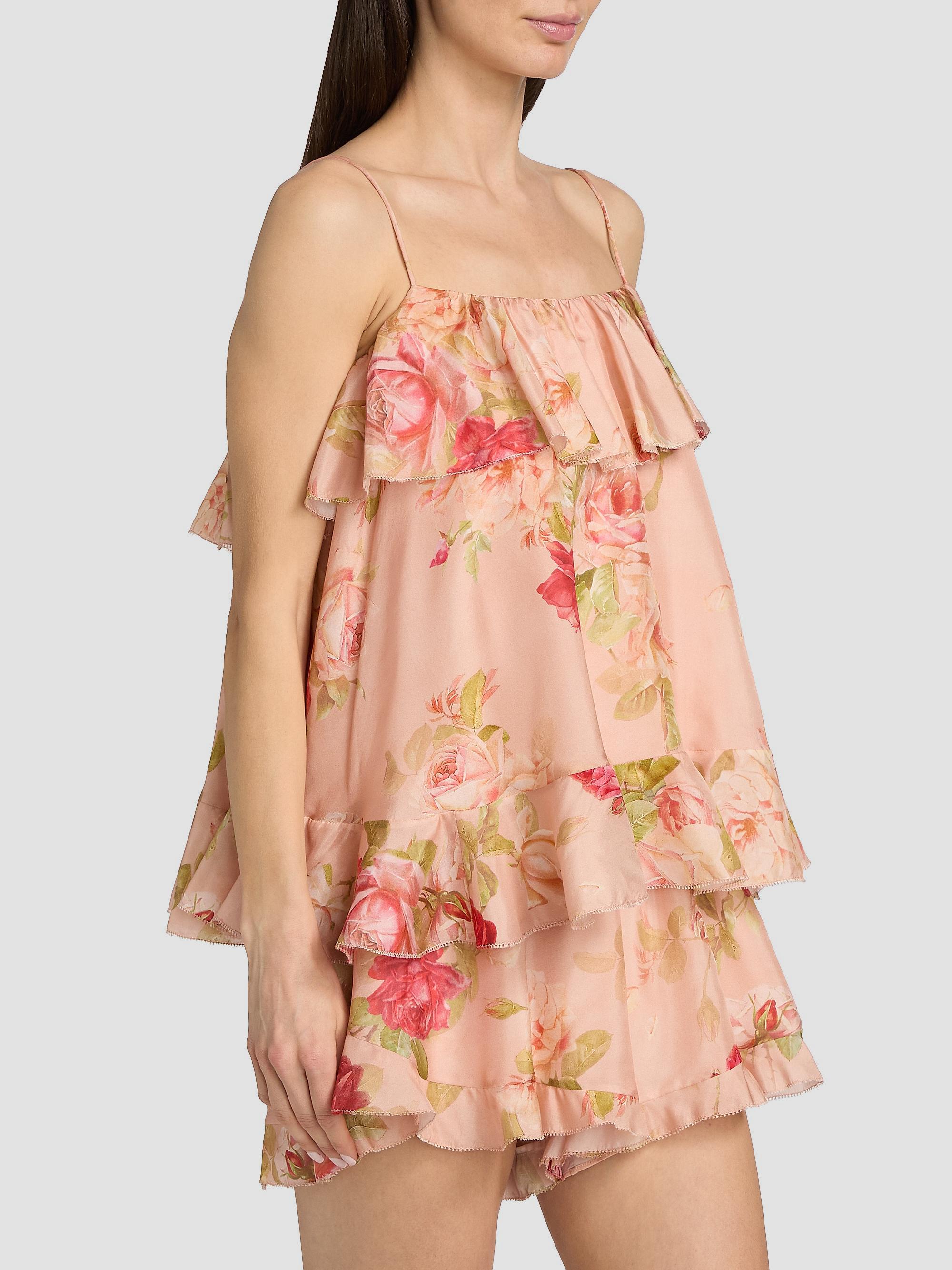 Zimmermann Women's Roselight Printed Silk Cami Top - Pink Rose Floral | Thumbnail 4
