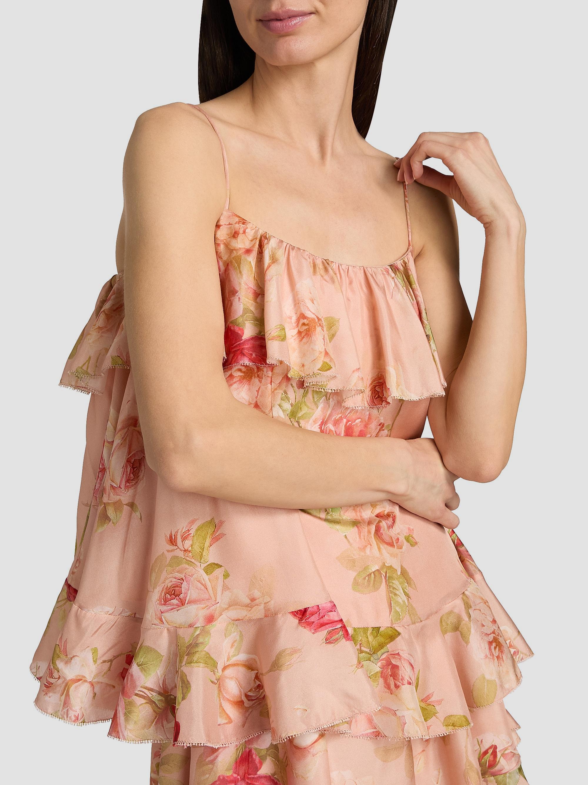 Zimmermann Women's Roselight Printed Silk Cami Top - Pink Rose Floral | Thumbnail 6