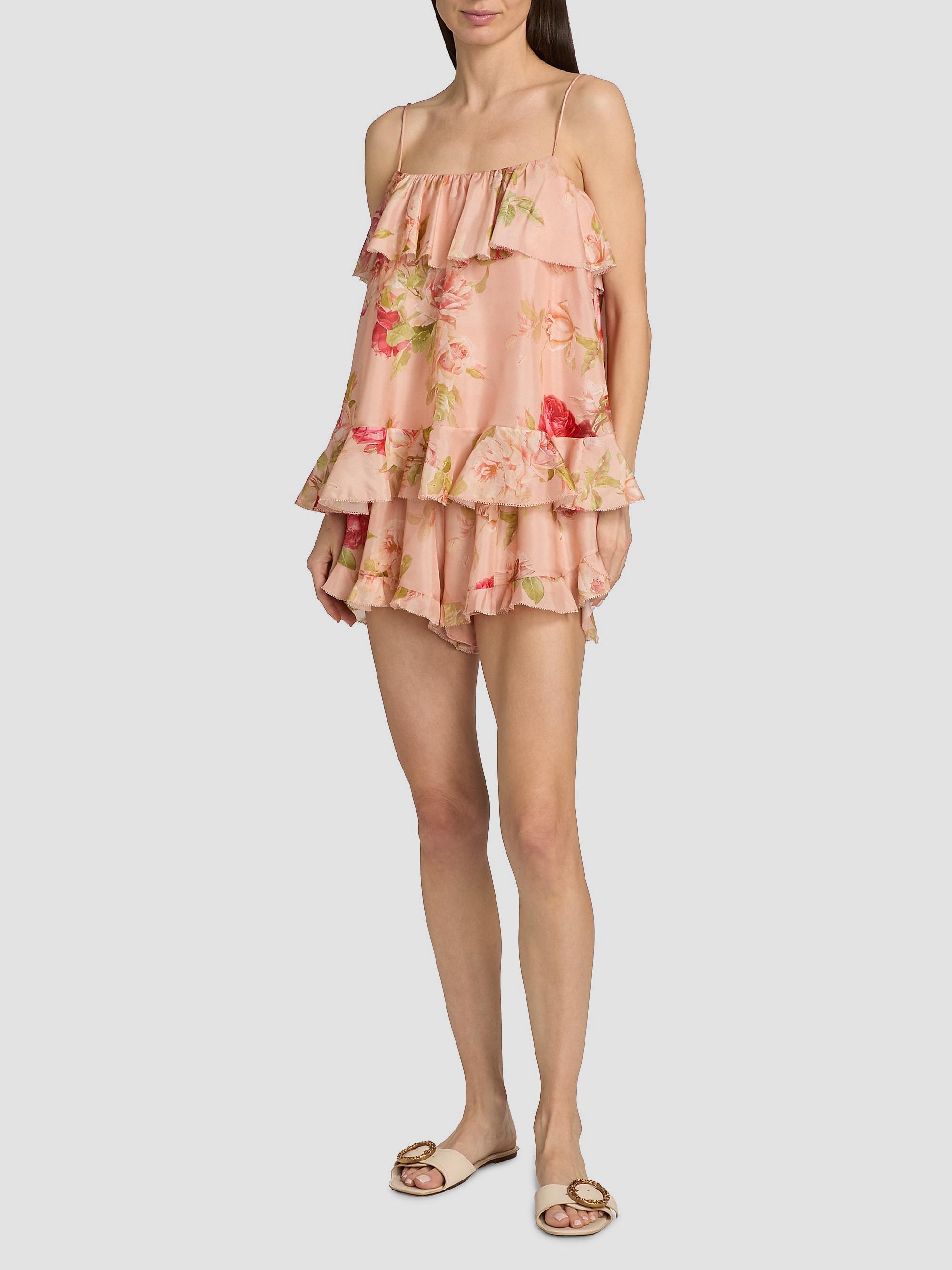 Zimmermann Women's Roselight Printed Silk Cami Top - Pink Rose Floral | Thumbnail 2