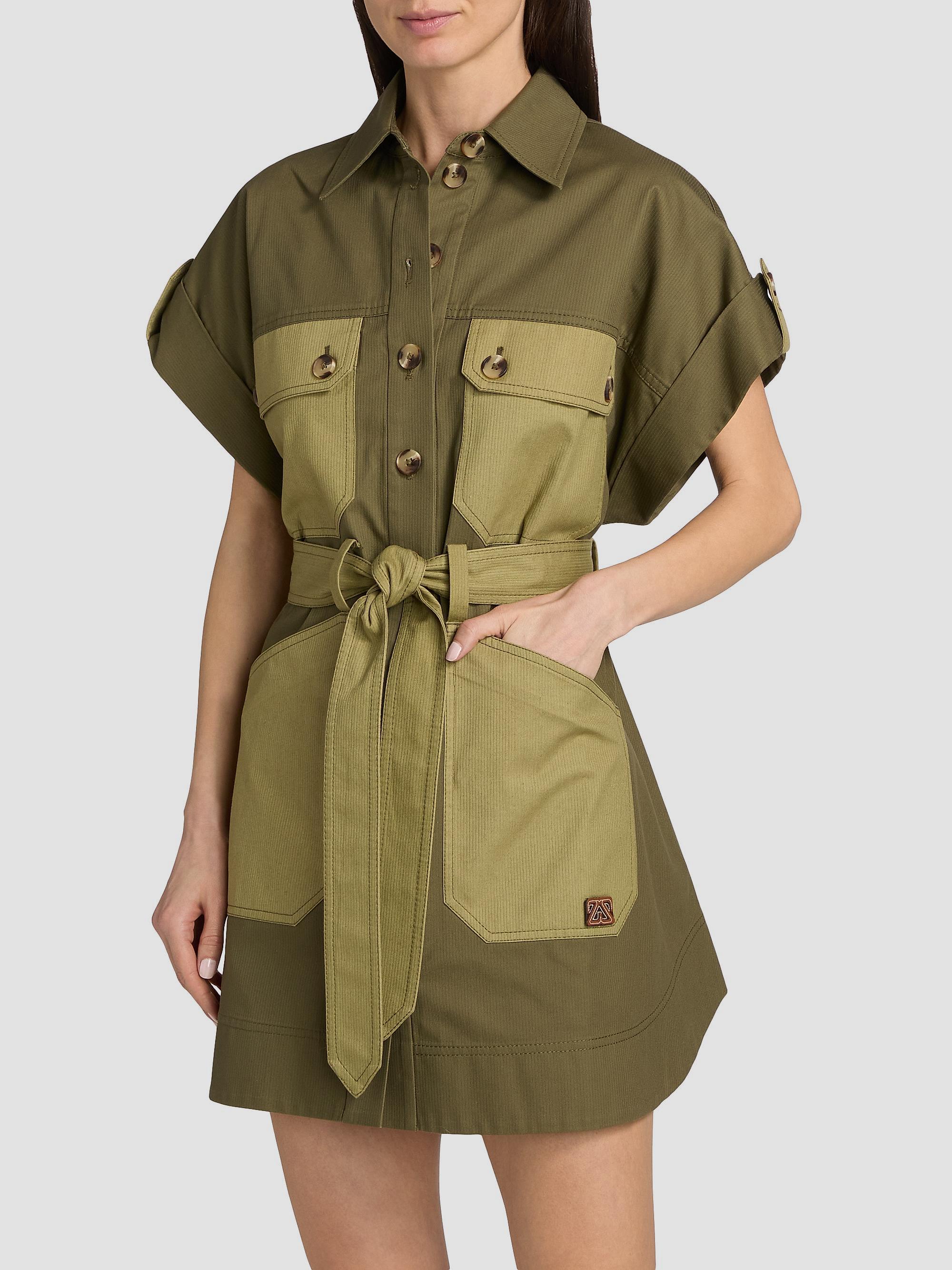 Zimmermann Women's Solstice Utility Cotton Mini Dress - Khaki | Thumbnail 3