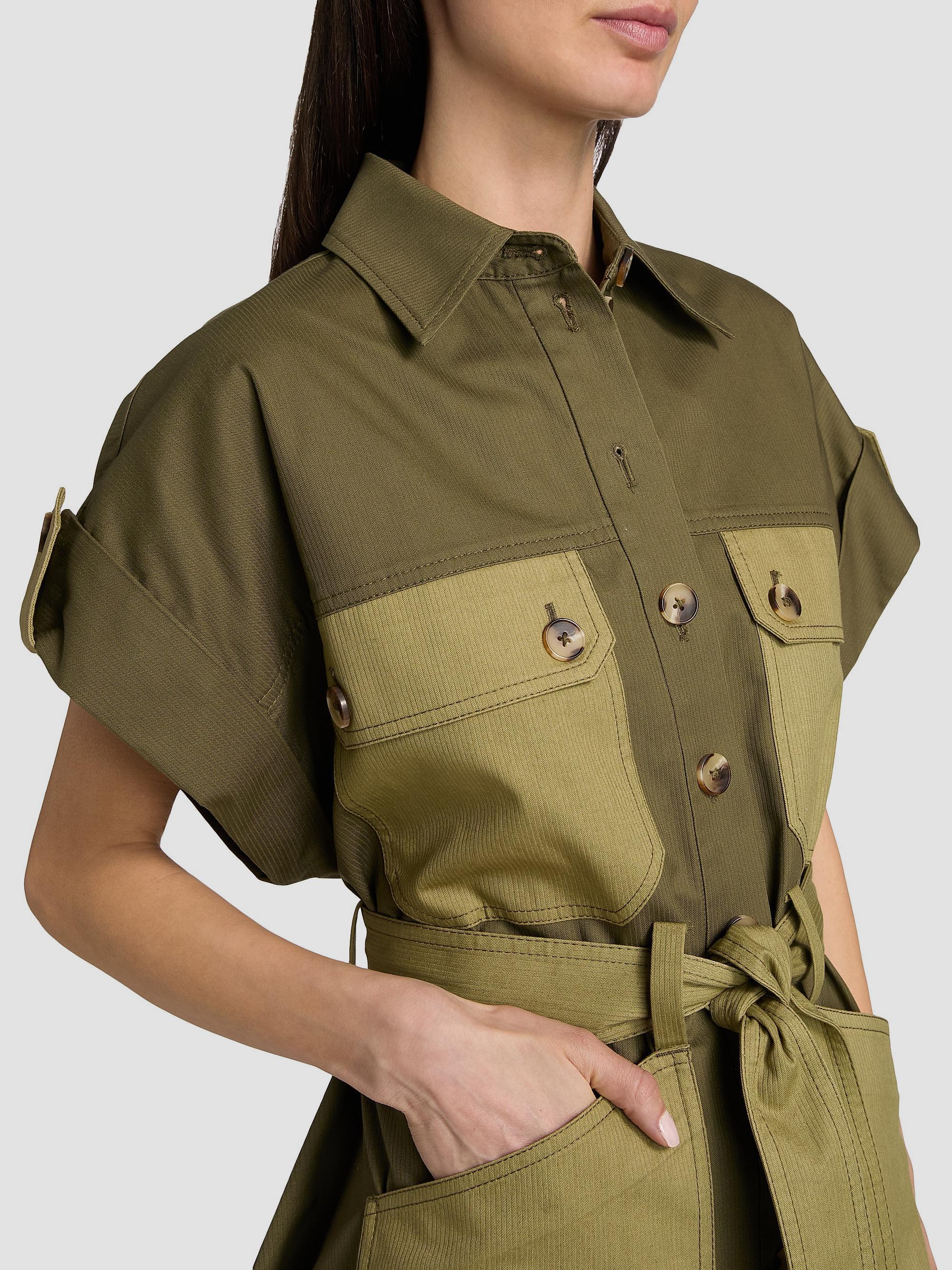 Zimmermann Women's Solstice Utility Cotton Mini Dress - Khaki | Thumbnail 6