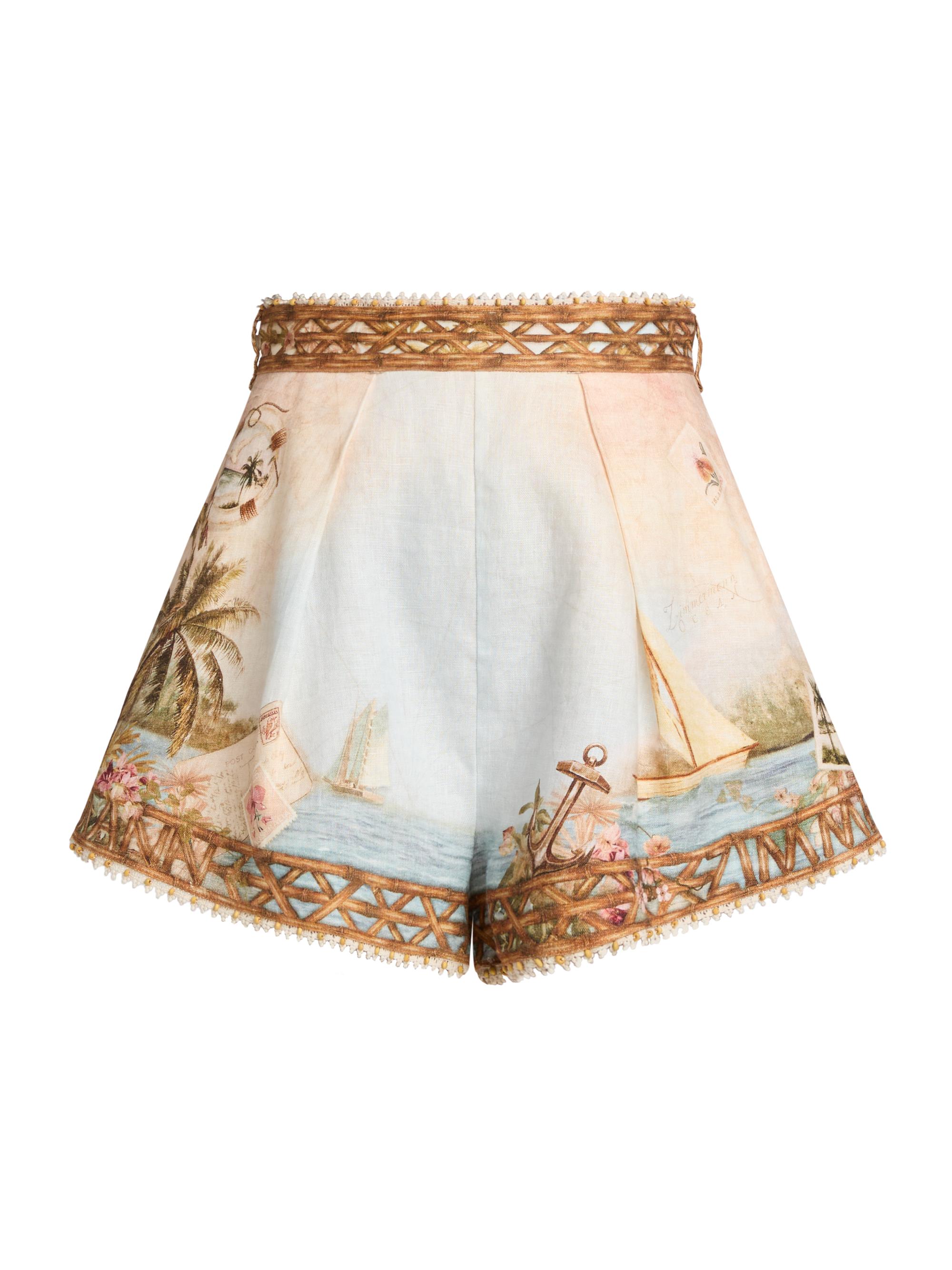 Zimmermann Women's Mahon Island Linen Board Shorts - Island Map Blue | Thumbnail 8