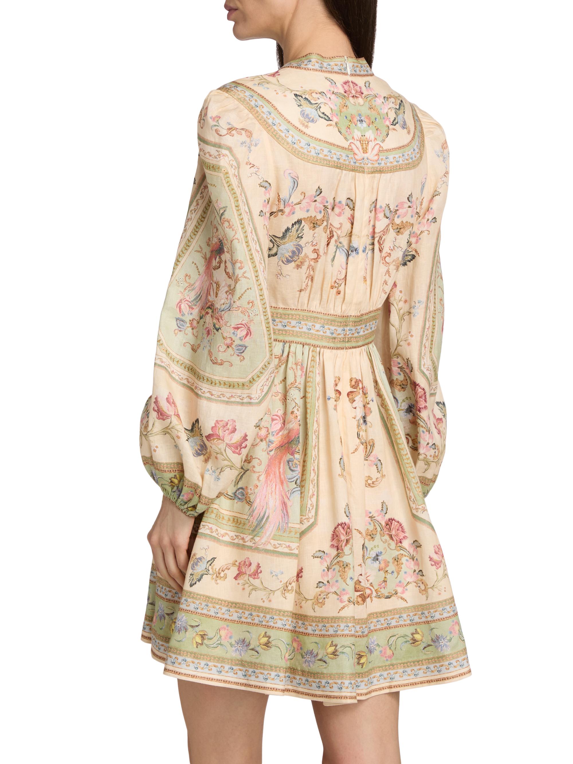 zimmermann linen floral dress Open-back floral-print linen midi dress - yellow