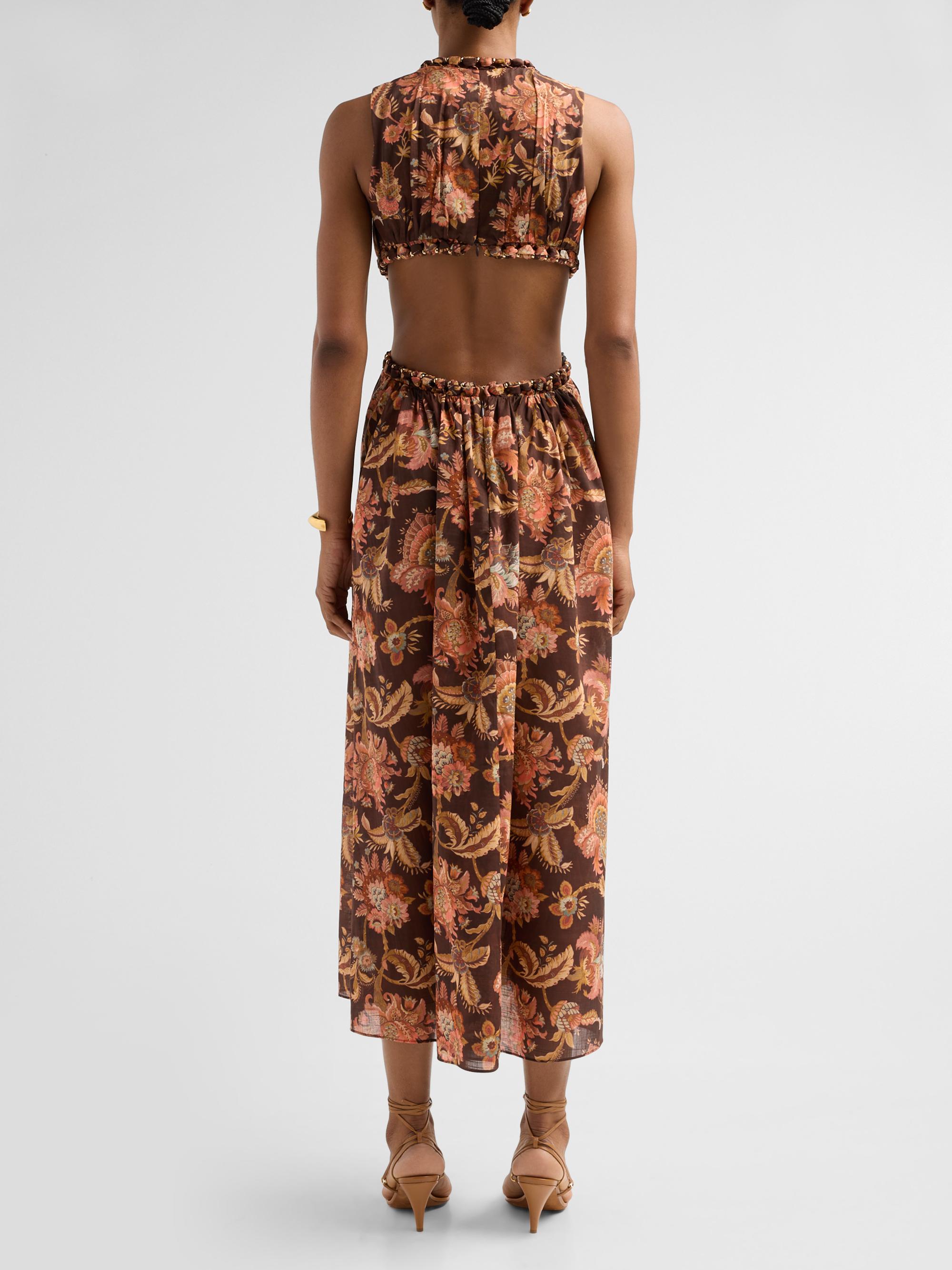 Zimmermann Women's Aster Floral Cut Out Midi Dress - Chocolate Jacobean | Thumbnail 3
