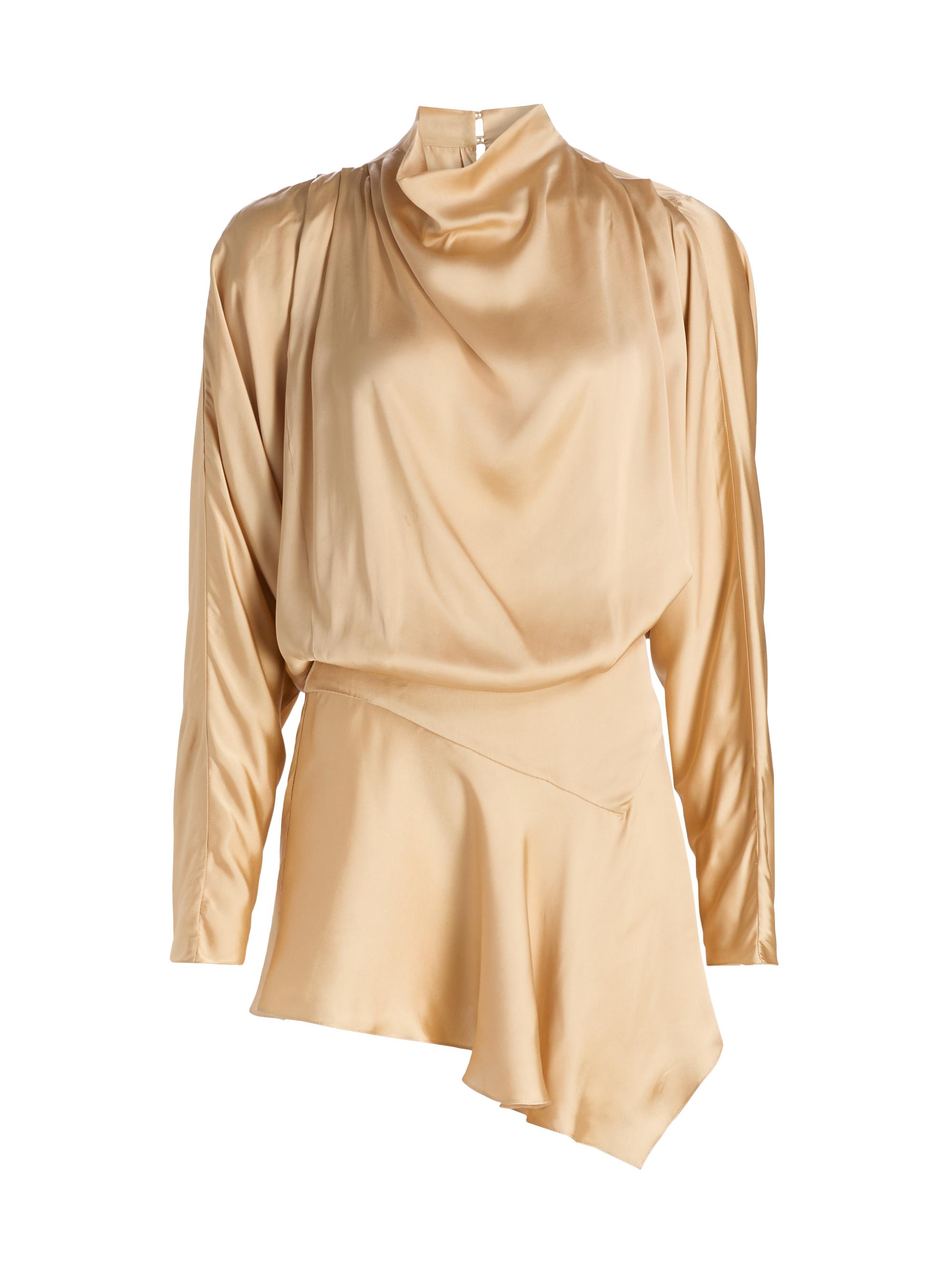 Isabel Marant Women's Neline Draped Satin Shirtdress - Beige | Thumbnail 8