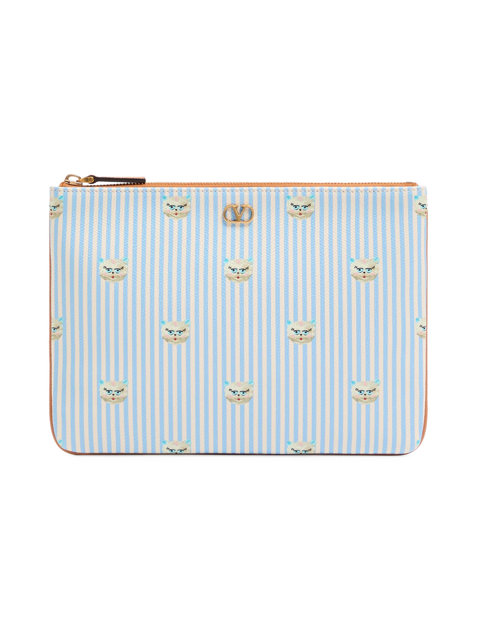 Valentino Garavani Men's VLogo Signature Pouch in Grainy Calfskin - Azure