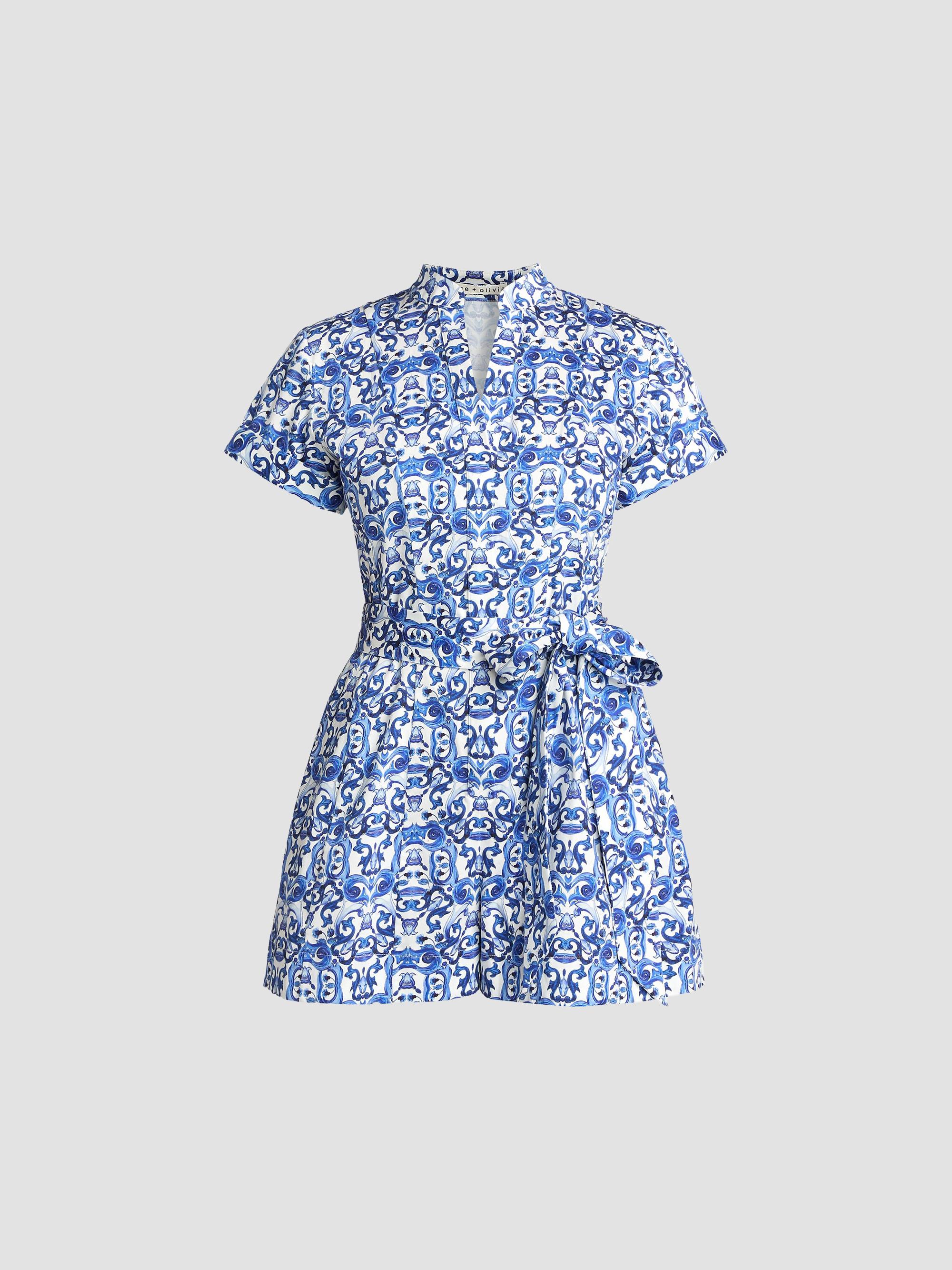 ALICE + OLIVIA Women's Lucy Geometric Cotton-Blend Romper - Solstice | Thumbnail 8