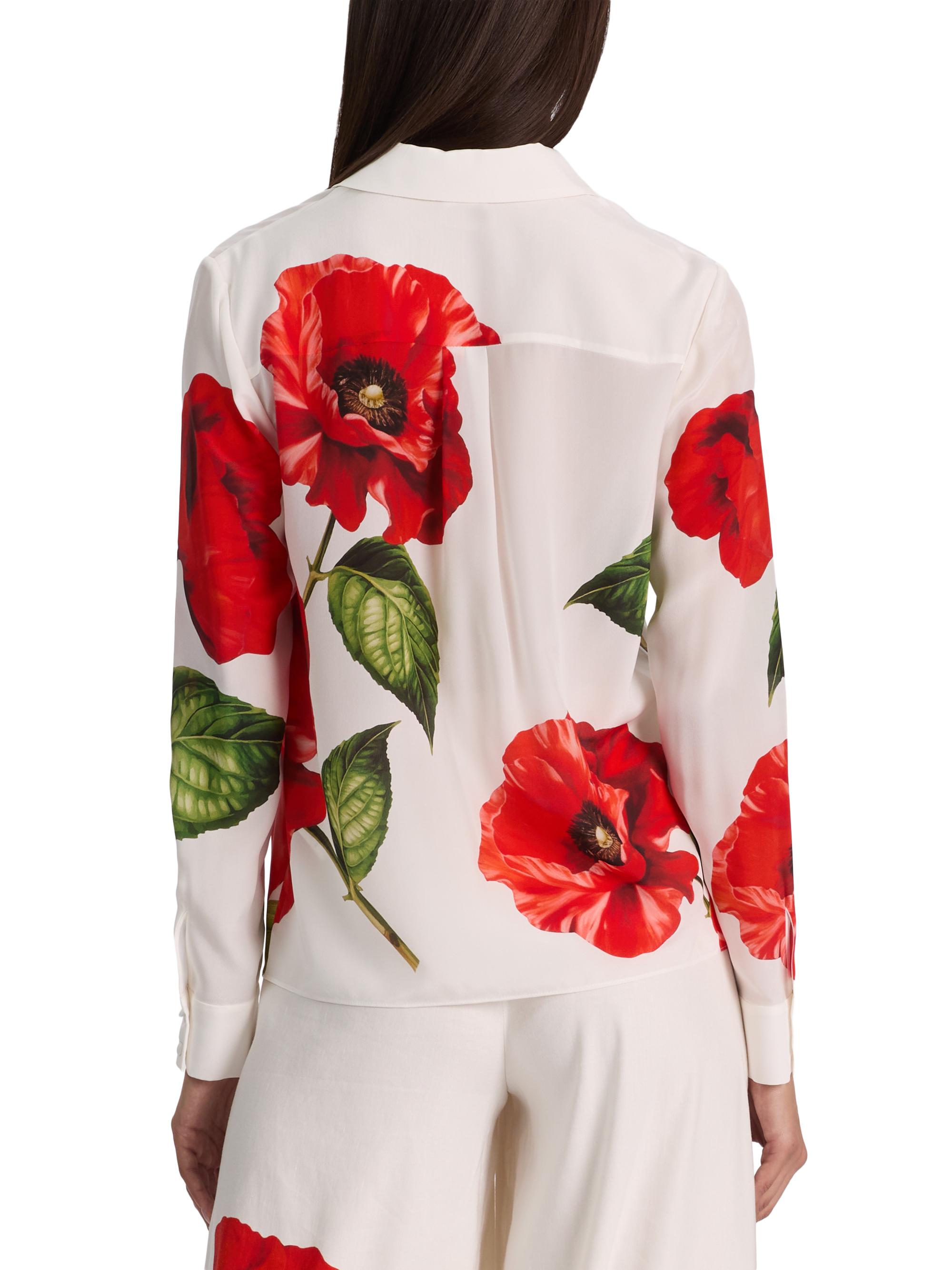 ALICE + OLIVIA Women's Willa Floral Silk Shirt - Summer Poppy | Thumbnail 5